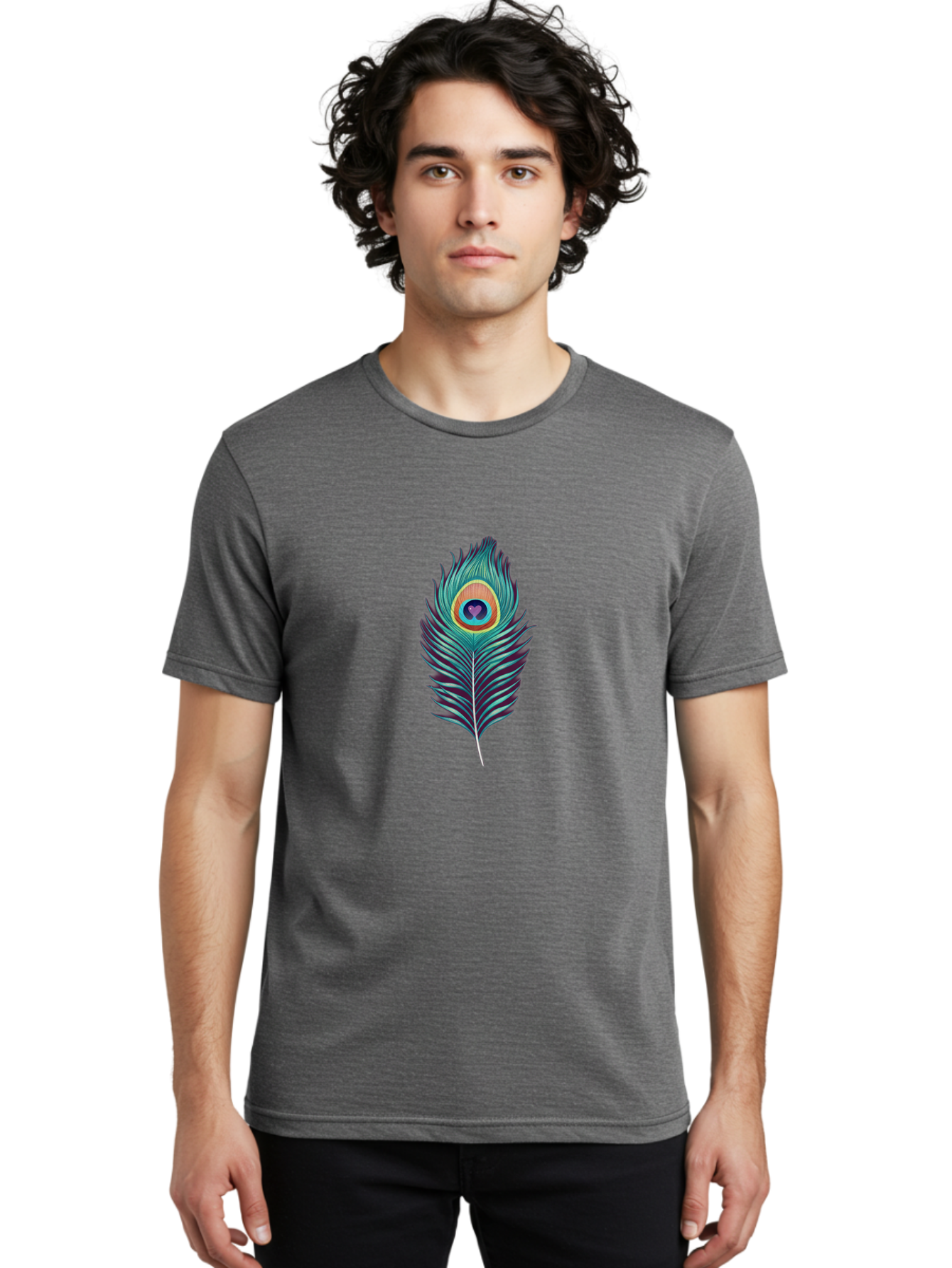Peacock-Feather-1 Men'S Graphic Tee, 100% Cotton, Comfortable Casual Summer Wear, Machine Washable, Vintage Camera, Old Camera, Antique Camera, Black Camera, Classic Photography, Photography Equipment, Nostalgic Device, Film Camera, Camera Art Baj625