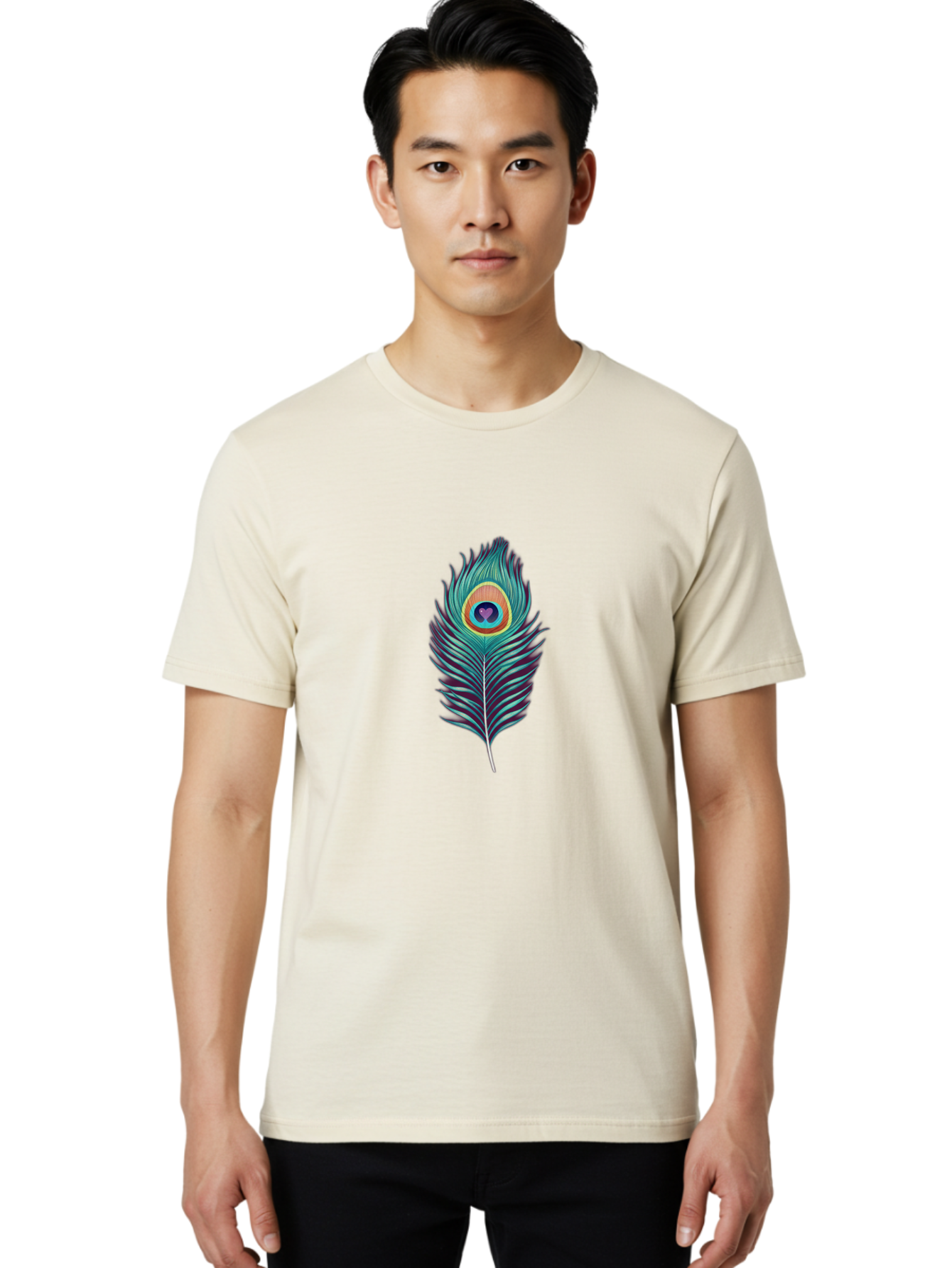 Peacock-Feather-1 Men'S Graphic Tee, 100% Cotton, Comfortable Casual Summer Wear, Machine Washable, Vintage Camera, Old Camera, Antique Camera, Black Camera, Classic Photography, Photography Equipment, Nostalgic Device, Film Camera, Camera Art Baj625