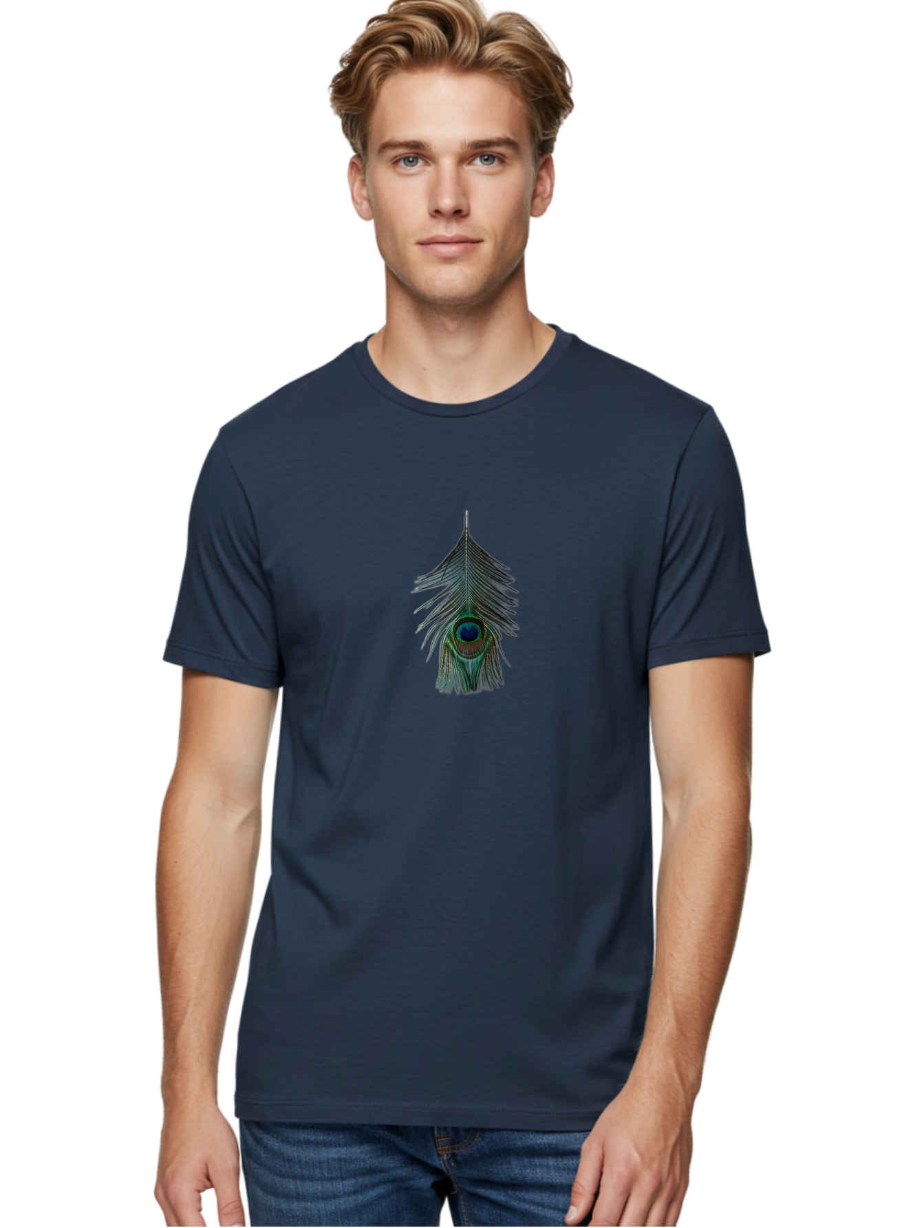 Peacock-Feather-2 Men'S Graphic Tee, 100% Cotton, Comfortable Casual Summer Wear, Machine Washable, Vintage Camera, Old Camera, Antique Camera, Black Camera, Classic Photography, Photography Equipment, Nostalgic Device, Film Camera, Camera Art Baj626
