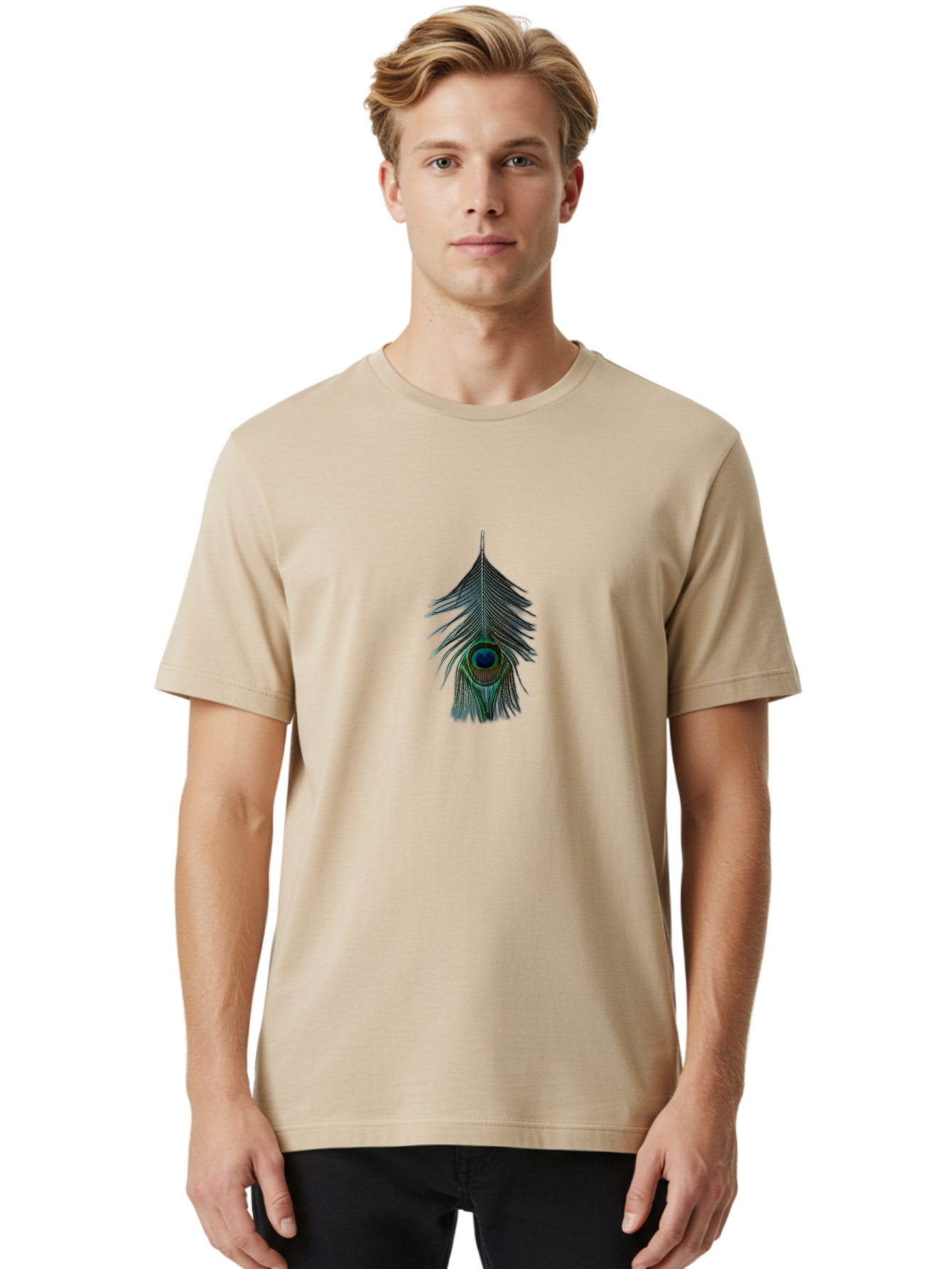 Peacock-Feather-2 Men'S Graphic Tee, 100% Cotton, Comfortable Casual Summer Wear, Machine Washable, Vintage Camera, Old Camera, Antique Camera, Black Camera, Classic Photography, Photography Equipment, Nostalgic Device, Film Camera, Camera Art Baj626