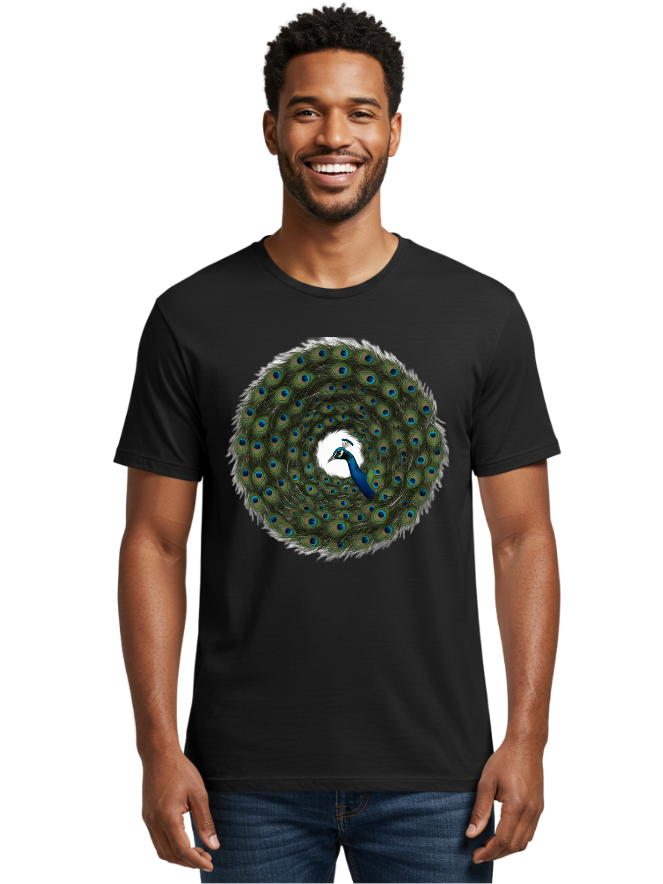 Peacock-Feathers-1 Men'S Graphic Tee, 100% Cotton, Comfortable Casual Summer Wear, Machine Washable, Vintage Camera, Old Camera, Antique Camera, Black Camera, Classic Photography, Photography Equipment, Nostalgic Device, Film Camera, Baj629