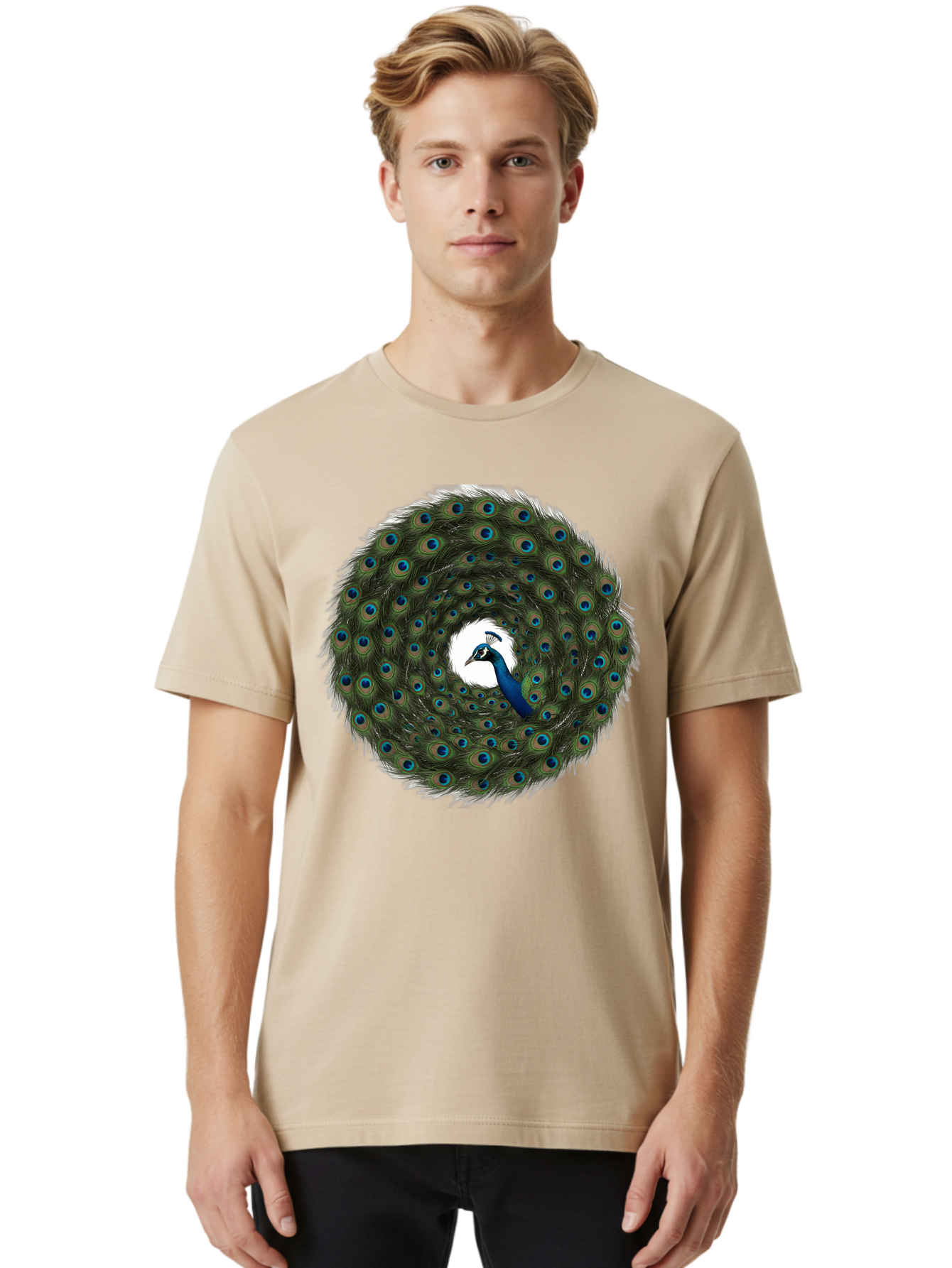 Peacock-Feathers-1 Men'S Graphic Tee, 100% Cotton, Comfortable Casual Summer Wear, Machine Washable, Vintage Camera, Old Camera, Antique Camera, Black Camera, Classic Photography, Photography Equipment, Nostalgic Device, Film Camera, Baj629