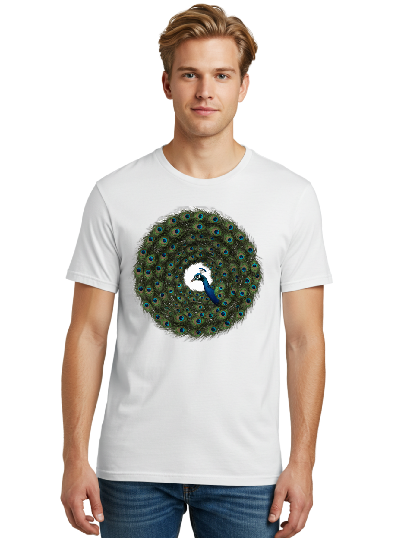 Peacock-Feathers-1 Men'S Graphic Tee, 100% Cotton, Comfortable Casual Summer Wear, Machine Washable, Vintage Camera, Old Camera, Antique Camera, Black Camera, Classic Photography, Photography Equipment, Nostalgic Device, Film Camera, Baj629