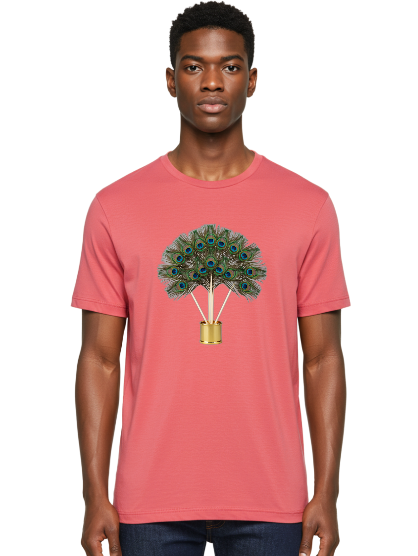Peacock-Feathers-Arrangement Men'S Graphic Tee, 100% Cotton, Comfortable Casual Summer Wear, Machine Washable, Vintage Camera, Old Camera, Antique Camera, Black Camera, Classic Photography, Photography Equipment, Nostalgic Device, Film Camera, Baj630