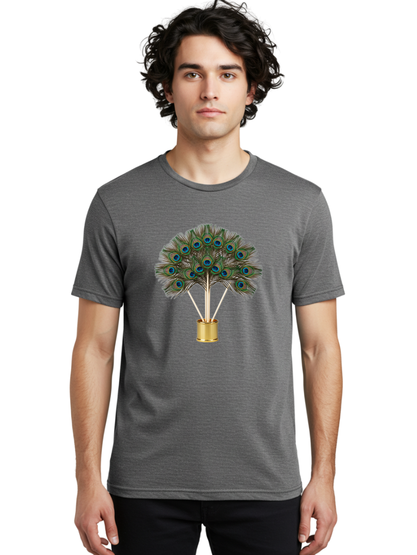 Peacock-Feathers-Arrangement Men'S Graphic Tee, 100% Cotton, Comfortable Casual Summer Wear, Machine Washable, Vintage Camera, Old Camera, Antique Camera, Black Camera, Classic Photography, Photography Equipment, Nostalgic Device, Film Camera, Baj630