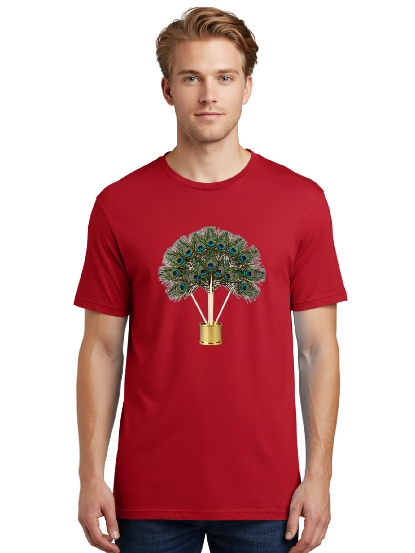 Peacock-Feathers-Arrangement Men'S Graphic Tee, 100% Cotton, Comfortable Casual Summer Wear, Machine Washable, Vintage Camera, Old Camera, Antique Camera, Black Camera, Classic Photography, Photography Equipment, Nostalgic Device, Film Camera, Baj630