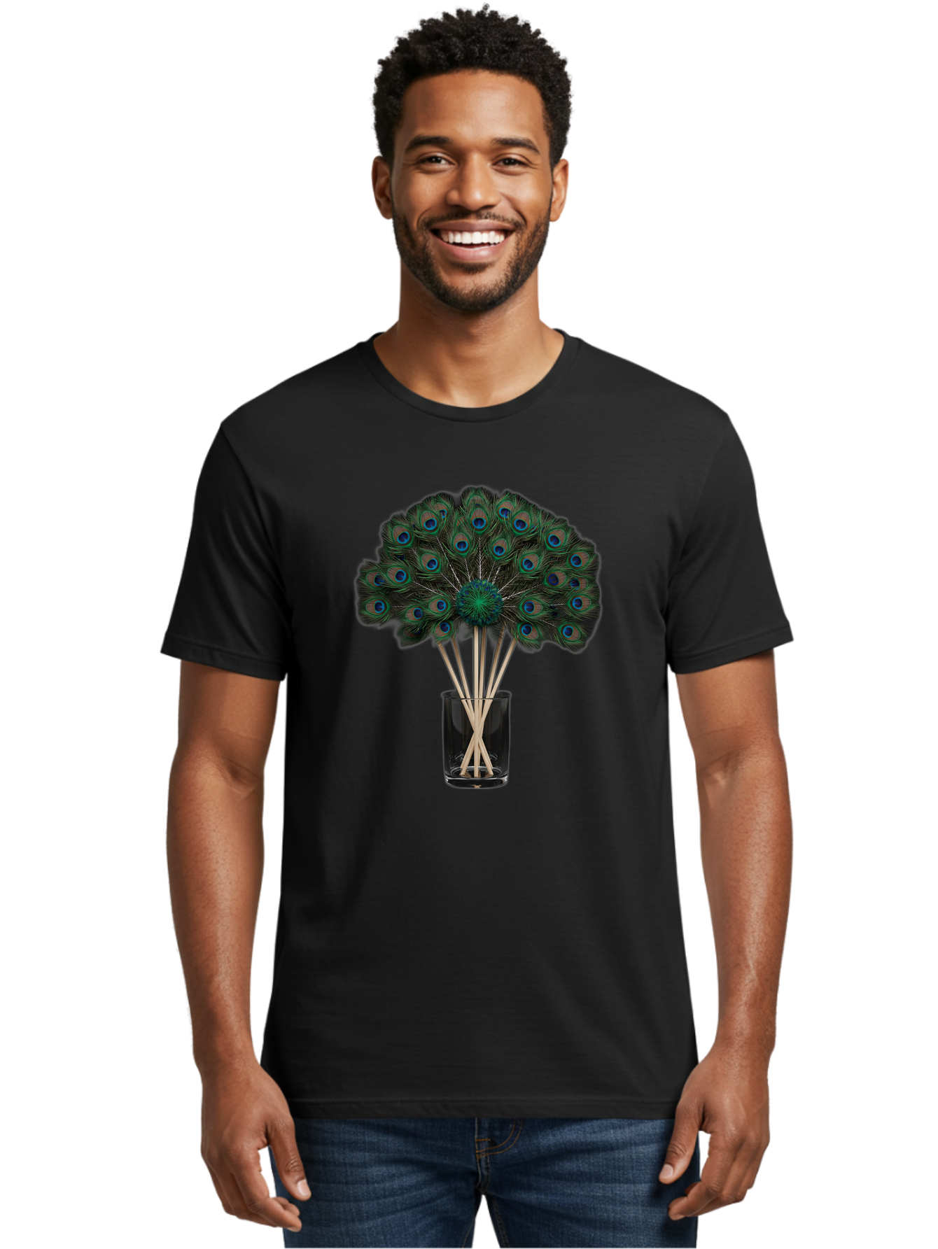 Peacock-Feathers-In-Vase Men'S Graphic Tee, 100% Cotton, Comfortable Casual Summer Wear, Machine Washable, Vintage Camera, Old Camera, Antique Camera, Black Camera, Classic Photography, Photography Equipment, Nostalgic Device, Film Camera, Baj631