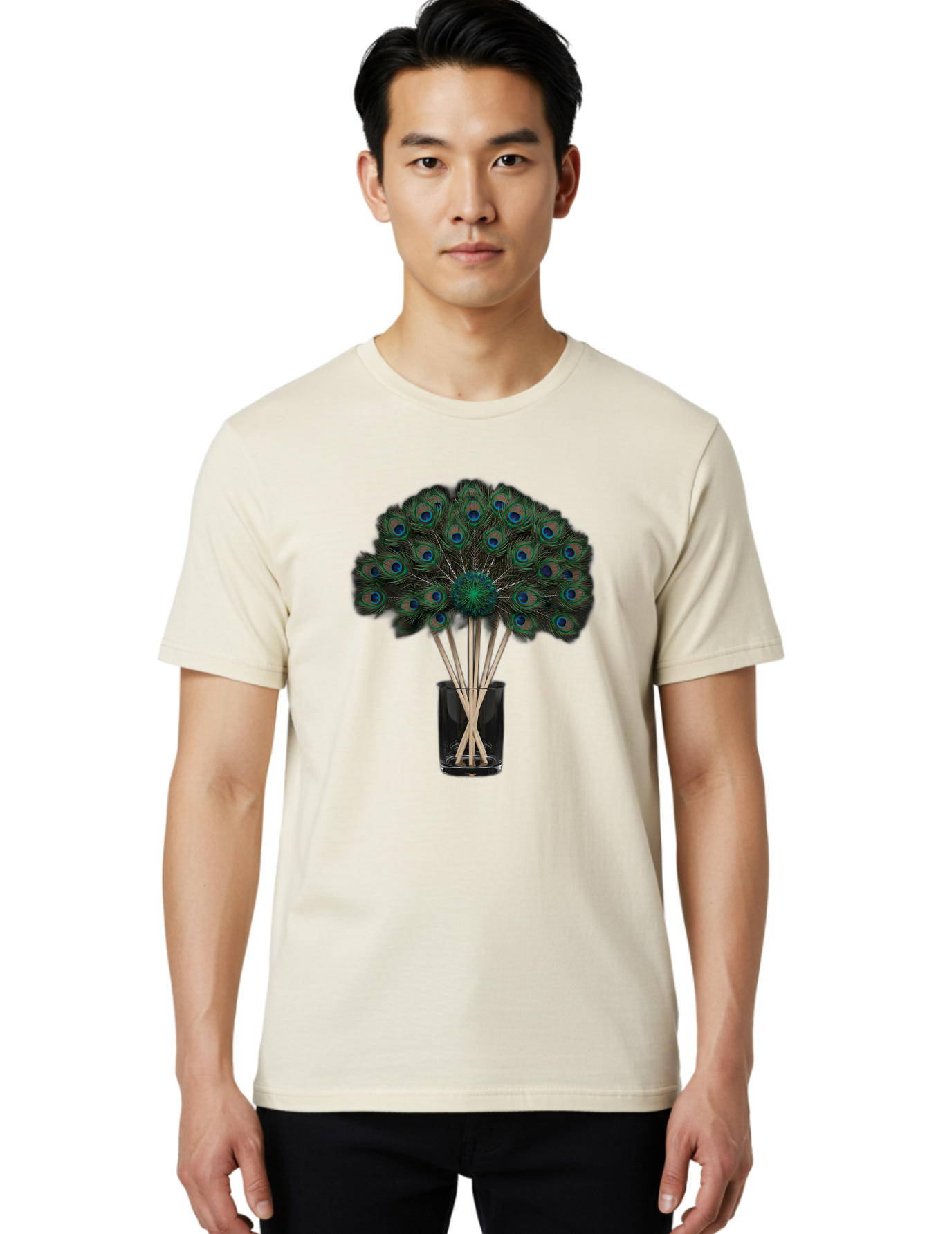 Peacock-Feathers-In-Vase Men'S Graphic Tee, 100% Cotton, Comfortable Casual Summer Wear, Machine Washable, Vintage Camera, Old Camera, Antique Camera, Black Camera, Classic Photography, Photography Equipment, Nostalgic Device, Film Camera, Baj631