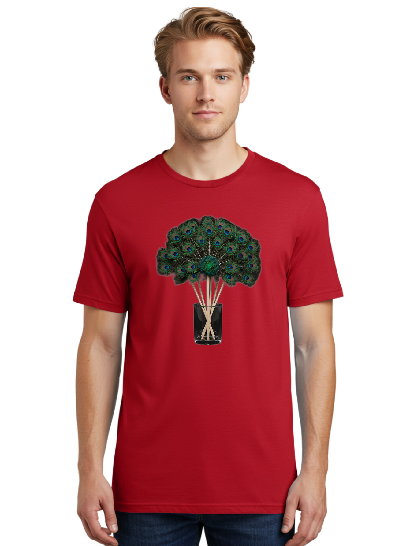 Peacock-Feathers-In-Vase Men'S Graphic Tee, 100% Cotton, Comfortable Casual Summer Wear, Machine Washable, Vintage Camera, Old Camera, Antique Camera, Black Camera, Classic Photography, Photography Equipment, Nostalgic Device, Film Camera, Baj631