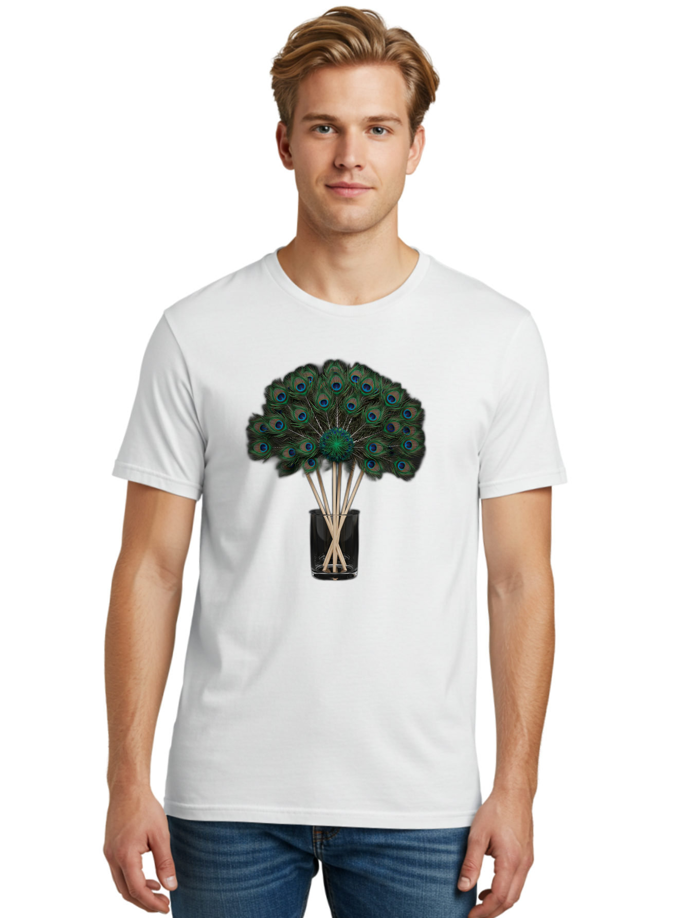 Peacock-Feathers-In-Vase Men'S Graphic Tee, 100% Cotton, Comfortable Casual Summer Wear, Machine Washable, Vintage Camera, Old Camera, Antique Camera, Black Camera, Classic Photography, Photography Equipment, Nostalgic Device, Film Camera, Baj631