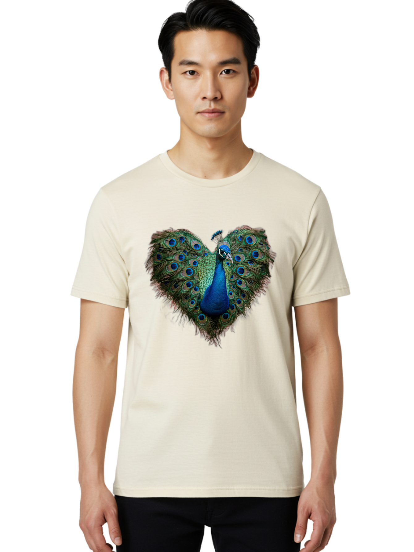 Peacock-Heart Men'S Graphic Tee, 100% Cotton, Comfortable Casual Summer Wear, Machine Washable, Vintage Camera, Old Camera, Antique Camera, Black Camera, Classic Photography, Photography Equipment, Nostalgic Device, Film Camera, Camera Art Baj633