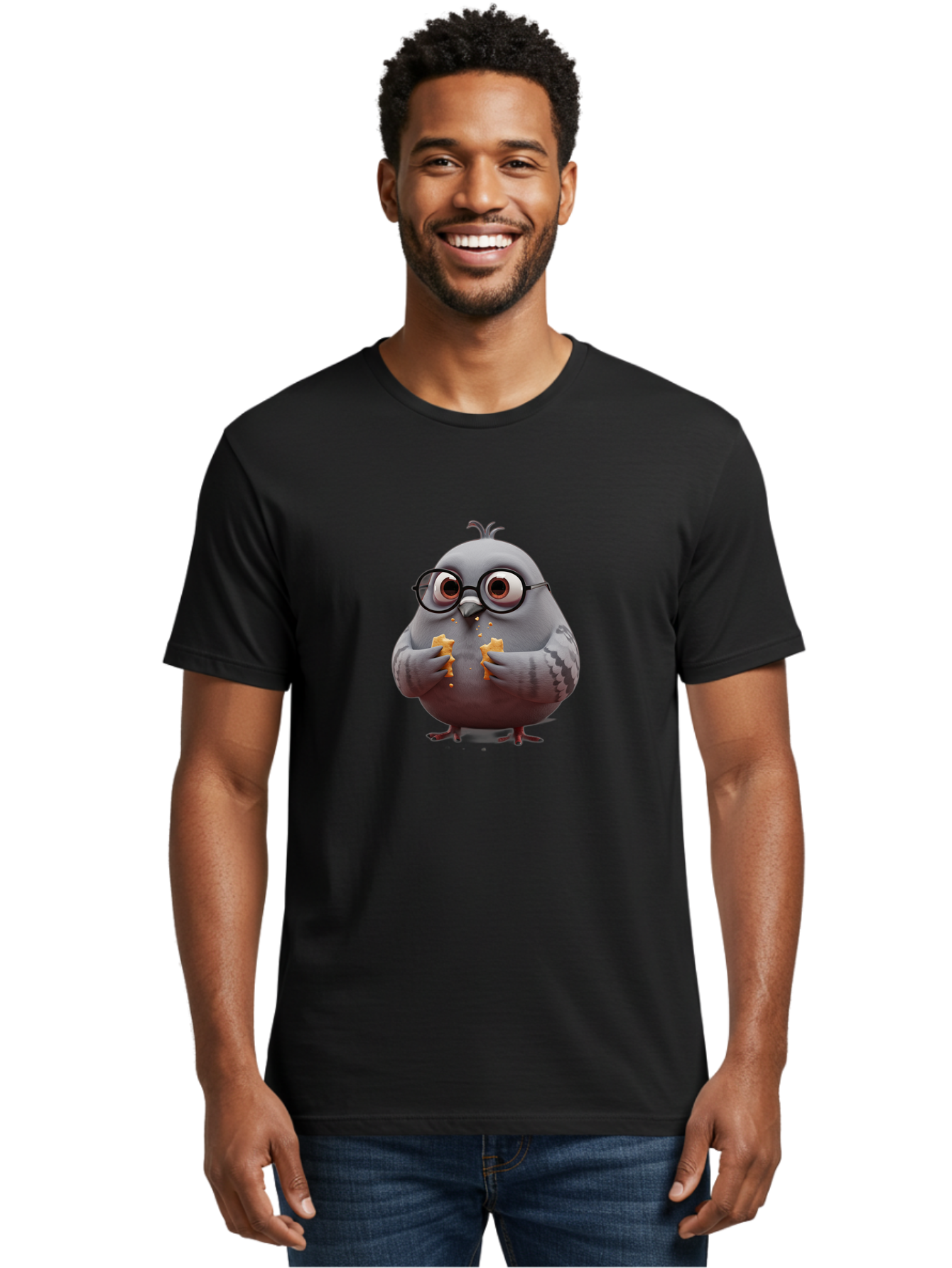 Pigeon-In-Glasses Men'S Graphic Tee, 100% Cotton, Comfortable Casual Summer Wear, Machine Washable, Vintage Camera, Old Camera, Antique Camera, Black Camera, Classic Photography, Photography Equipment, Nostalgic Device, Film Camera, Camera Art Baj641