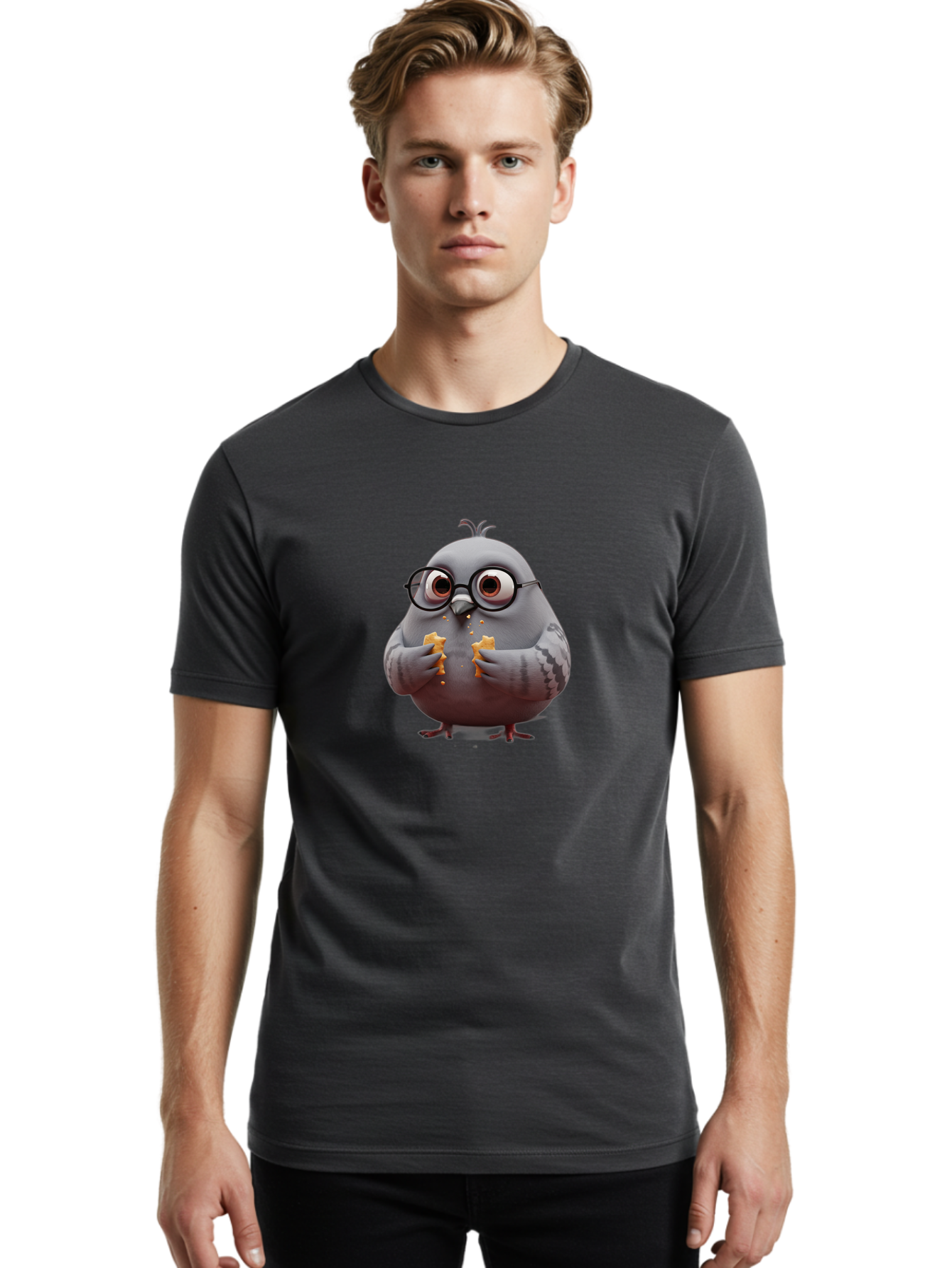 Pigeon-In-Glasses Men'S Graphic Tee, 100% Cotton, Comfortable Casual Summer Wear, Machine Washable, Vintage Camera, Old Camera, Antique Camera, Black Camera, Classic Photography, Photography Equipment, Nostalgic Device, Film Camera, Camera Art Baj641