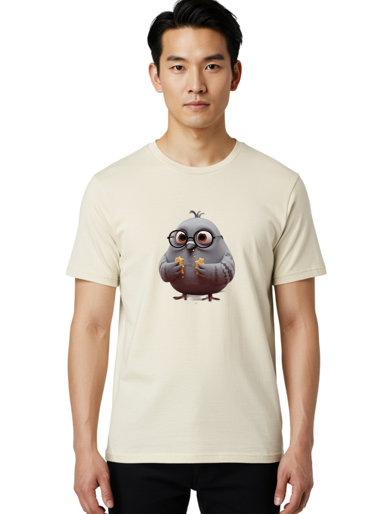Pigeon-In-Glasses Men'S Graphic Tee, 100% Cotton, Comfortable Casual Summer Wear, Machine Washable, Vintage Camera, Old Camera, Antique Camera, Black Camera, Classic Photography, Photography Equipment, Nostalgic Device, Film Camera, Camera Art Baj641