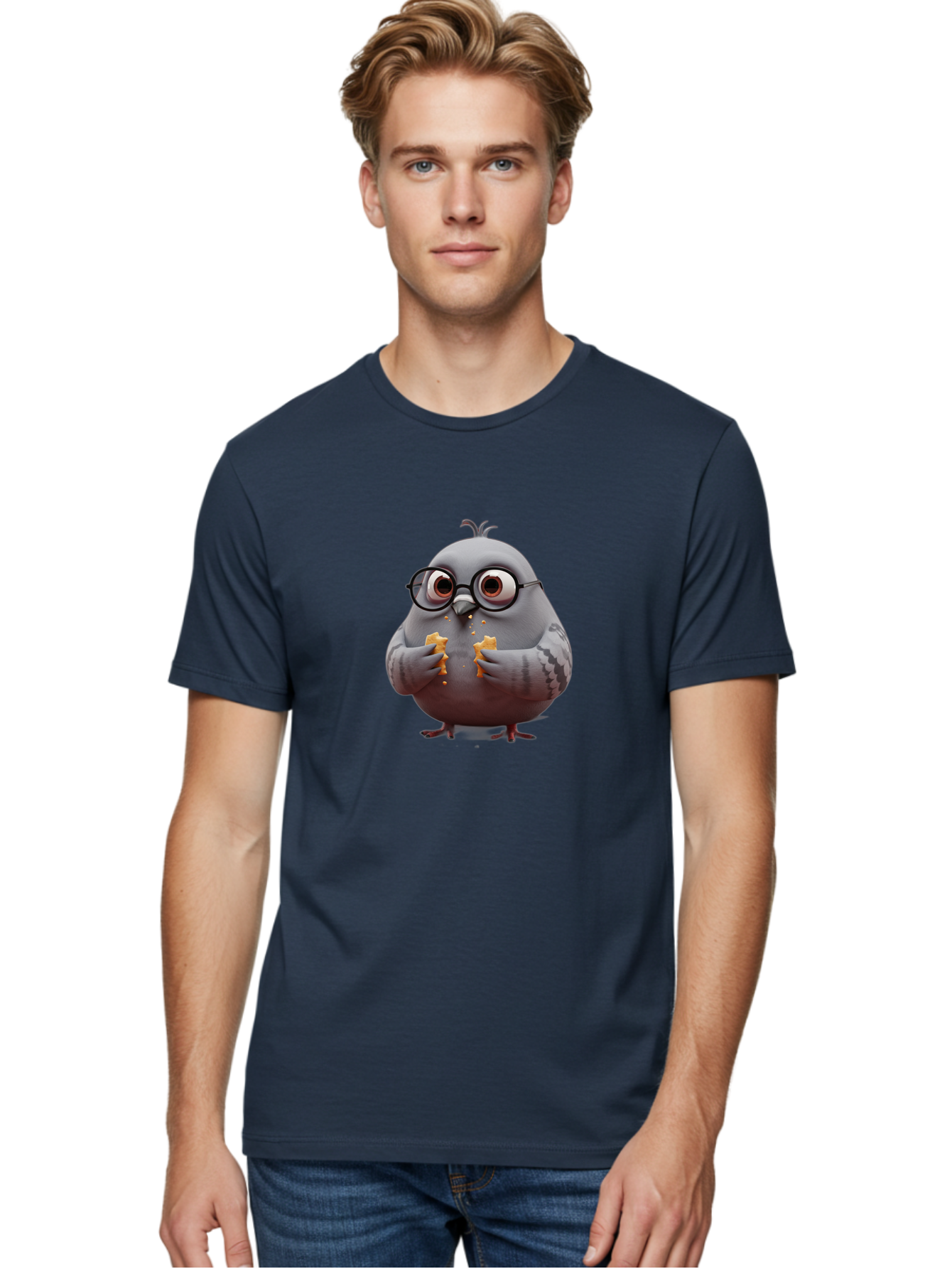 Pigeon-In-Glasses Men'S Graphic Tee, 100% Cotton, Comfortable Casual Summer Wear, Machine Washable, Vintage Camera, Old Camera, Antique Camera, Black Camera, Classic Photography, Photography Equipment, Nostalgic Device, Film Camera, Camera Art Baj641