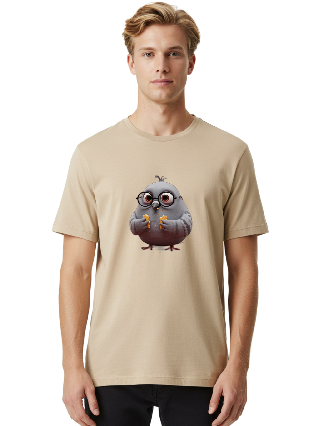 Pigeon-In-Glasses Men'S Graphic Tee, 100% Cotton, Comfortable Casual Summer Wear, Machine Washable, Vintage Camera, Old Camera, Antique Camera, Black Camera, Classic Photography, Photography Equipment, Nostalgic Device, Film Camera, Camera Art Baj641