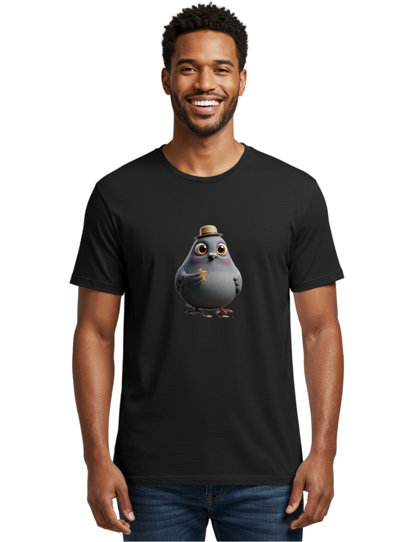 Pigeon-With-Hat Men'S Graphic Tee, 100% Cotton, Comfortable Casual Summer Wear, Machine Washable, Vintage Camera, Old Camera, Antique Camera, Black Camera, Classic Photography, Photography Equipment, Nostalgic Device, Film Camera, Camera Art Baj644