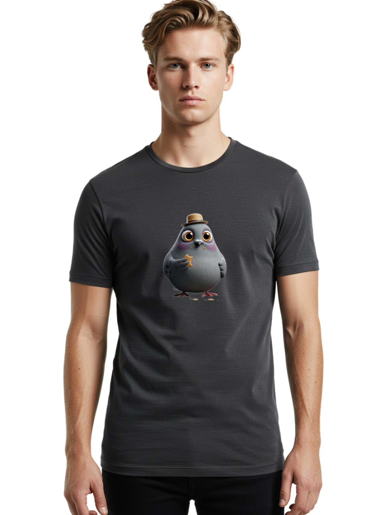 Pigeon-With-Hat Men'S Graphic Tee, 100% Cotton, Comfortable Casual Summer Wear, Machine Washable, Vintage Camera, Old Camera, Antique Camera, Black Camera, Classic Photography, Photography Equipment, Nostalgic Device, Film Camera, Camera Art Baj644