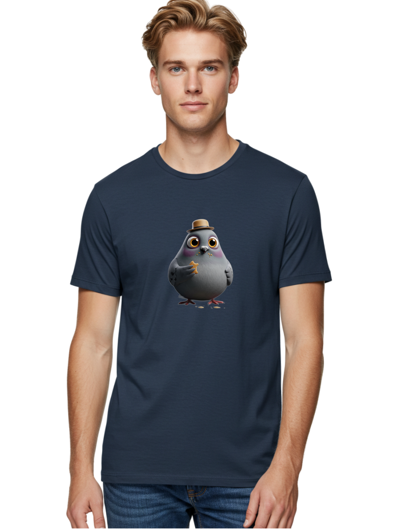 Pigeon-With-Hat Men'S Graphic Tee, 100% Cotton, Comfortable Casual Summer Wear, Machine Washable, Vintage Camera, Old Camera, Antique Camera, Black Camera, Classic Photography, Photography Equipment, Nostalgic Device, Film Camera, Camera Art Baj644