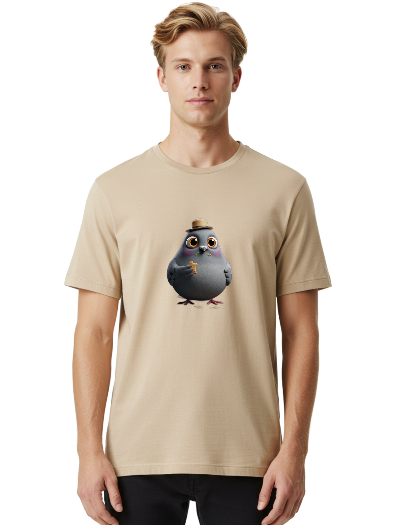 Pigeon-With-Hat Men'S Graphic Tee, 100% Cotton, Comfortable Casual Summer Wear, Machine Washable, Vintage Camera, Old Camera, Antique Camera, Black Camera, Classic Photography, Photography Equipment, Nostalgic Device, Film Camera, Camera Art Baj644