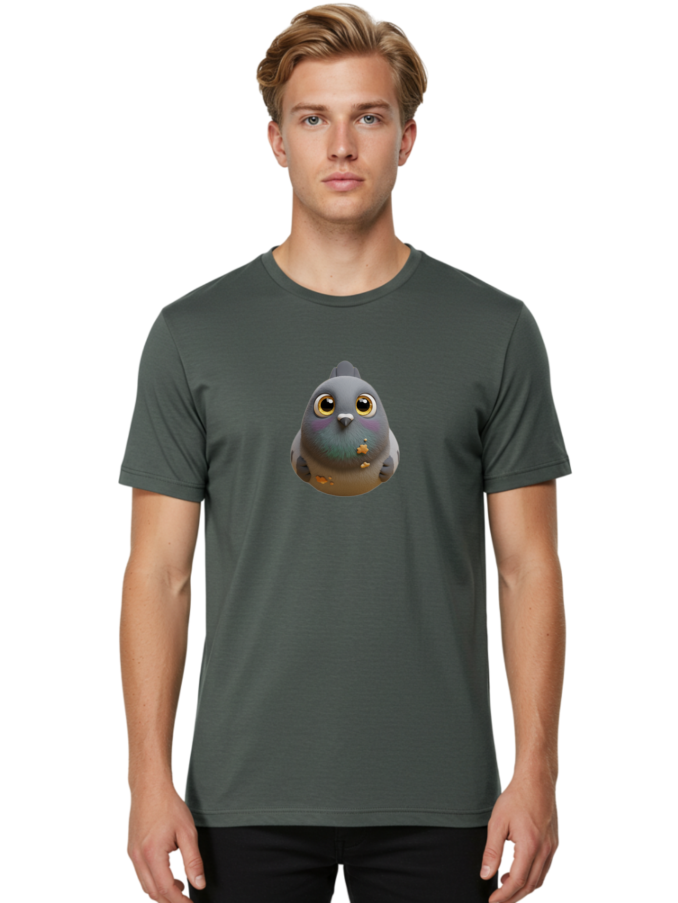 Pigeon-With-Oversized-Eyes Men'S Graphic Tee, 100% Cotton, Comfortable Casual Summer Wear, Machine Washable, Vintage Camera, Old Camera, Antique Camera, Black Camera, Classic Photography, Photography Equipment, Nostalgic Device, Film Camera, Baj645