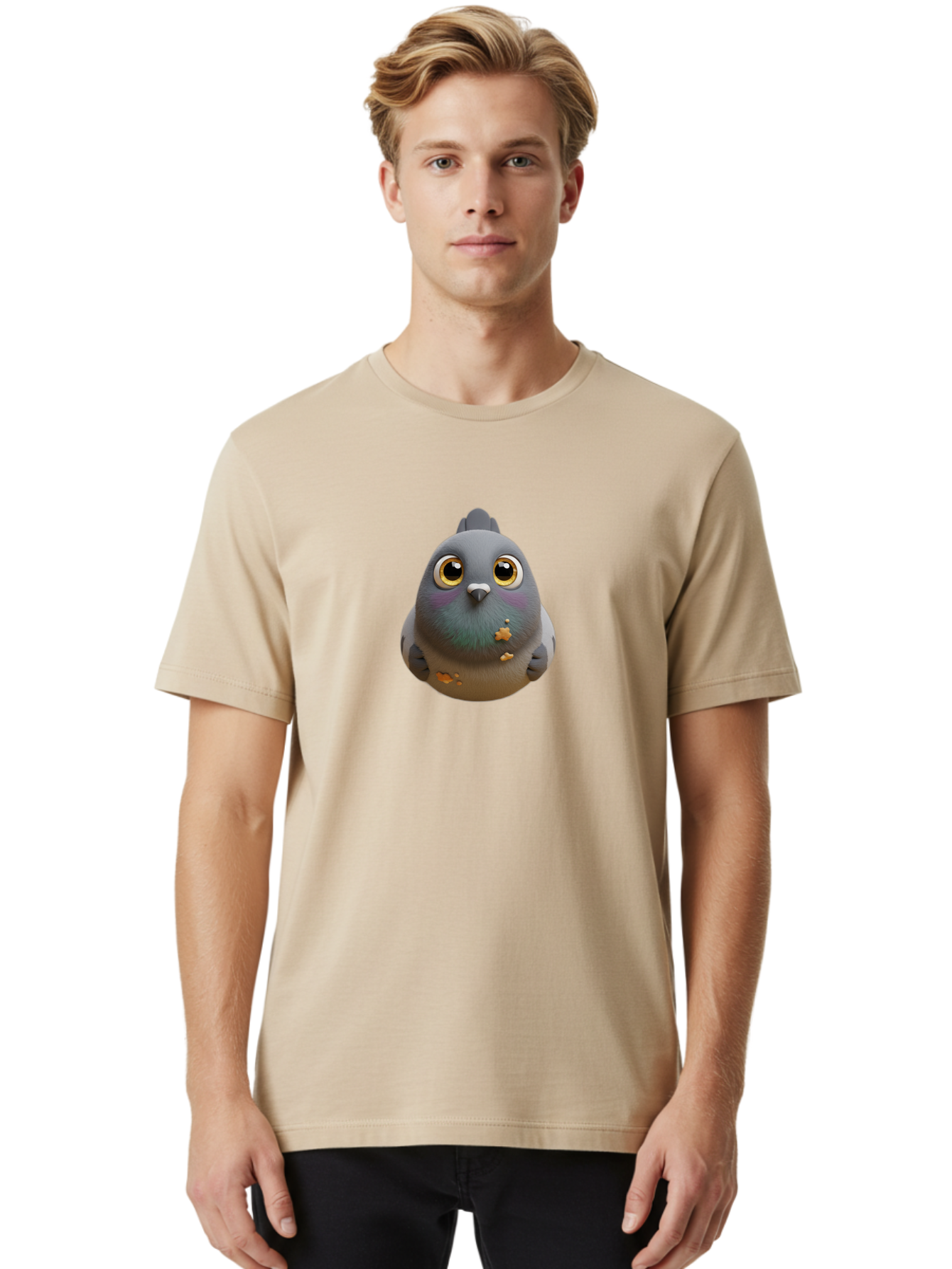 Pigeon-With-Oversized-Eyes Men'S Graphic Tee, 100% Cotton, Comfortable Casual Summer Wear, Machine Washable, Vintage Camera, Old Camera, Antique Camera, Black Camera, Classic Photography, Photography Equipment, Nostalgic Device, Film Camera, Baj645