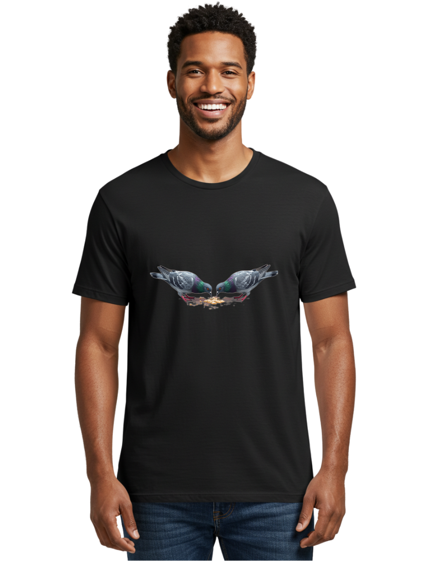 Pigeons-Eating-1 Men'S Graphic Tee, 100% Cotton, Comfortable Casual Summer Wear, Machine Washable, Vintage Camera, Old Camera, Antique Camera, Black Camera, Classic Photography, Photography Equipment, Nostalgic Device, Film Camera, Camera Art Baj648