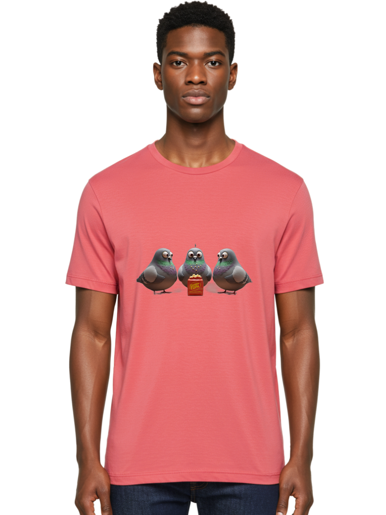 Pigeons-Sharing-Popcorn Men'S Graphic Tee, 100% Cotton, Comfortable Casual Summer Wear, Machine Washable, Vintage Camera, Old Camera, Antique Camera, Black Camera, Classic Photography, Photography Equipment, Nostalgic Device, Film Camera, Baj652
