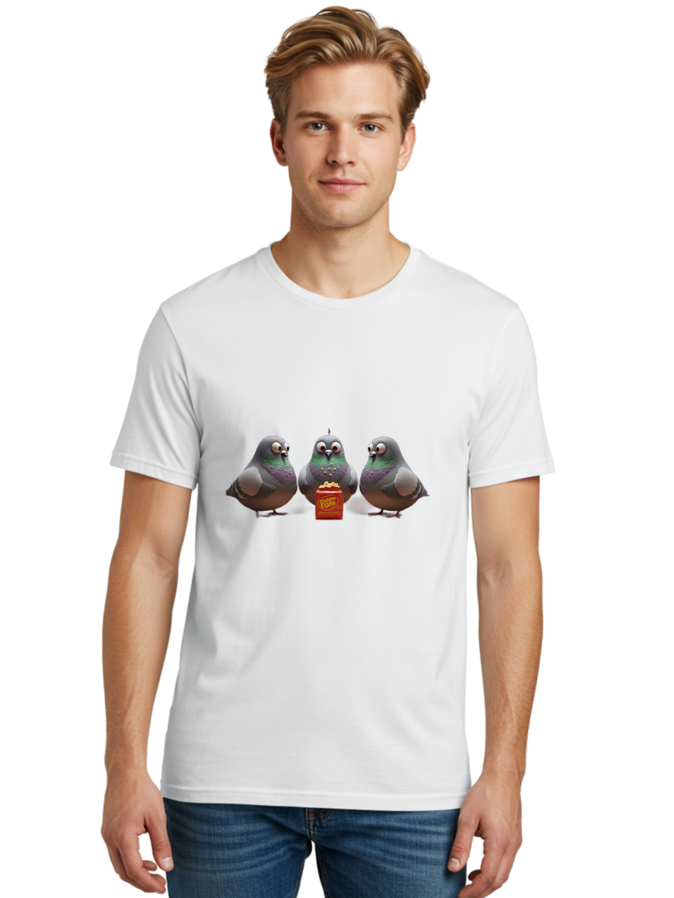 Pigeons-Sharing-Popcorn Men'S Graphic Tee, 100% Cotton, Comfortable Casual Summer Wear, Machine Washable, Vintage Camera, Old Camera, Antique Camera, Black Camera, Classic Photography, Photography Equipment, Nostalgic Device, Film Camera, Baj652
