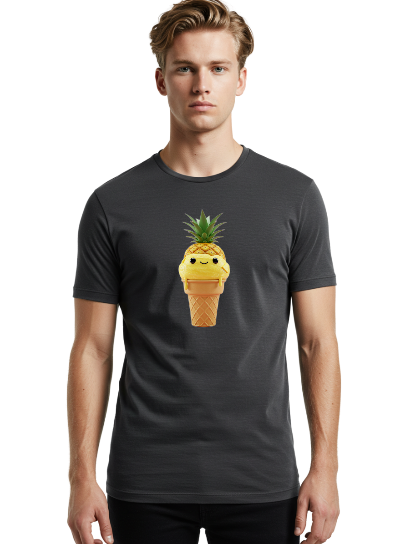 Pineapple-Ice-Cream Men'S Graphic Tee, 100% Cotton, Comfortable Casual Summer Wear, Machine Washable, Vintage Camera, Old Camera, Antique Camera, Black Camera, Classic Photography, Photography Equipment, Nostalgic Device, Film Camera, Baj655