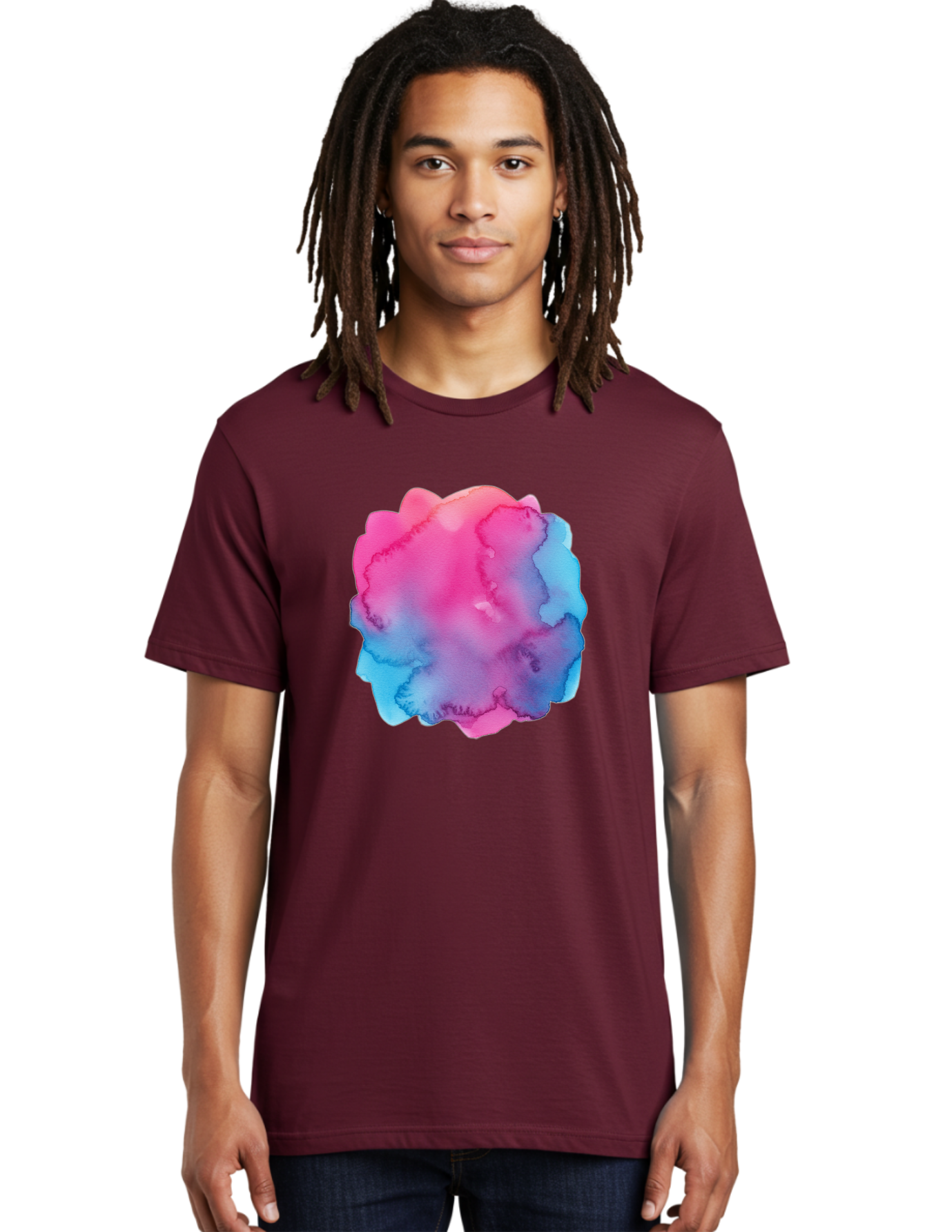 Pink-Blue-Watercolor-Splash Men'S Graphic Tee, 100% Cotton, Comfortable Casual Summer Wear, Machine Washable, Vintage Camera, Old Camera, Antique Camera, Black Camera, Classic Photography, Photography Equipment, Nostalgic Device, Film Camera, Baj658