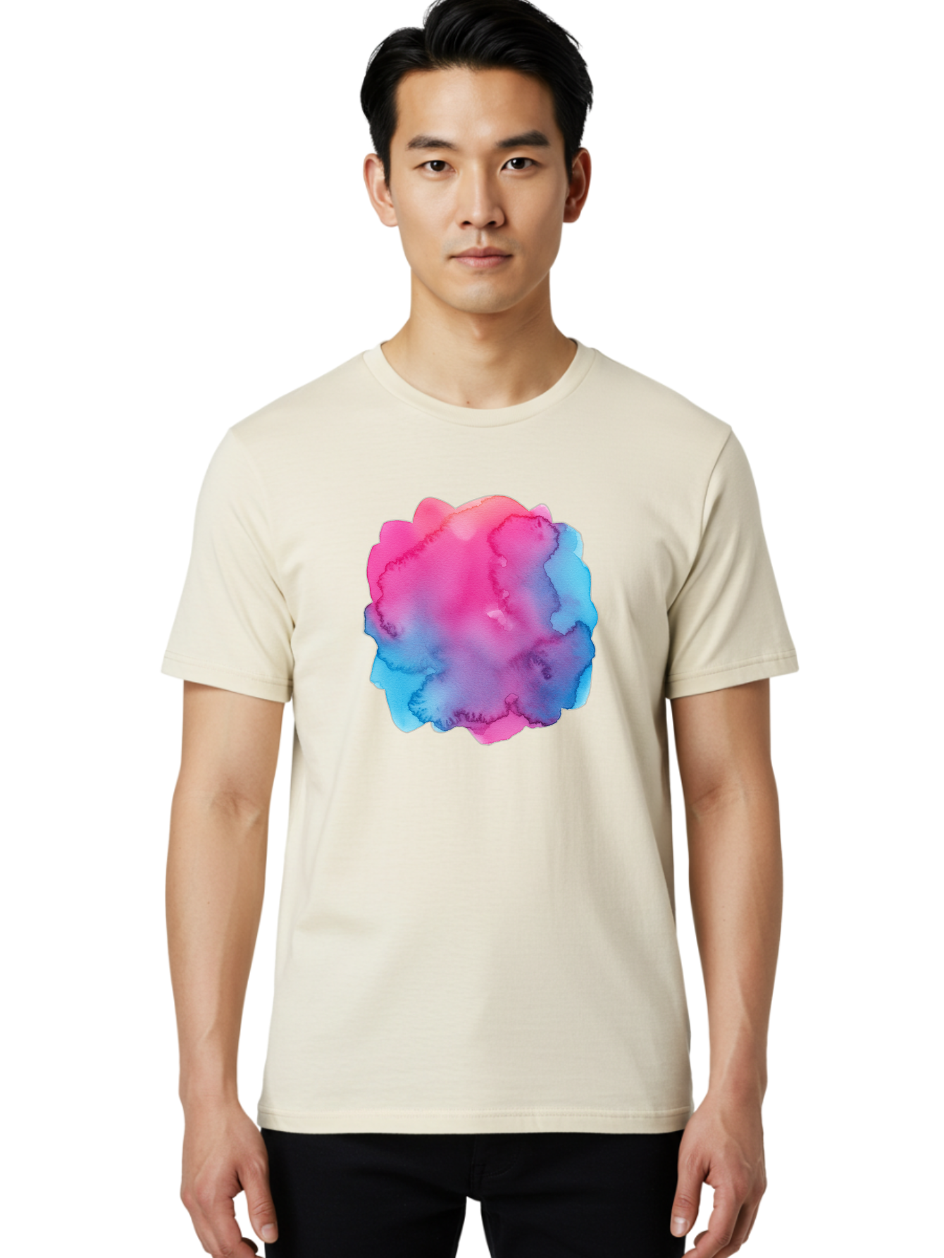 Pink-Blue-Watercolor-Splash Men'S Graphic Tee, 100% Cotton, Comfortable Casual Summer Wear, Machine Washable, Vintage Camera, Old Camera, Antique Camera, Black Camera, Classic Photography, Photography Equipment, Nostalgic Device, Film Camera, Baj658