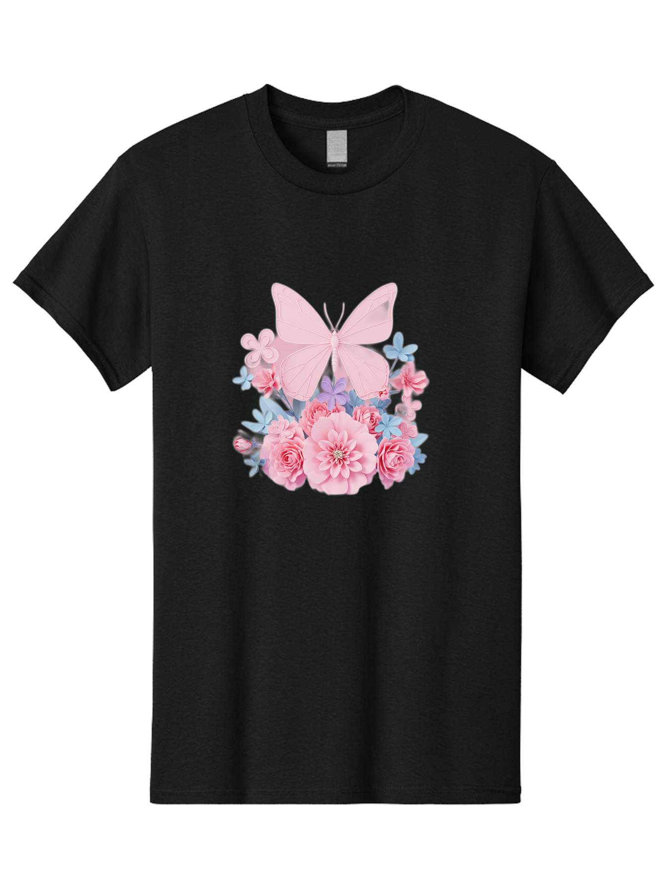 Pink-Butterfly-And-Flowers Men'S Graphic Tee, 100% Cotton, Comfortable Casual Summer Wear, Machine Washable, Vintage Camera, Old Camera, Antique Camera, Black Camera, Classic Photography, Photography Equipment, Nostalgic Device, Film Camera, Baj659