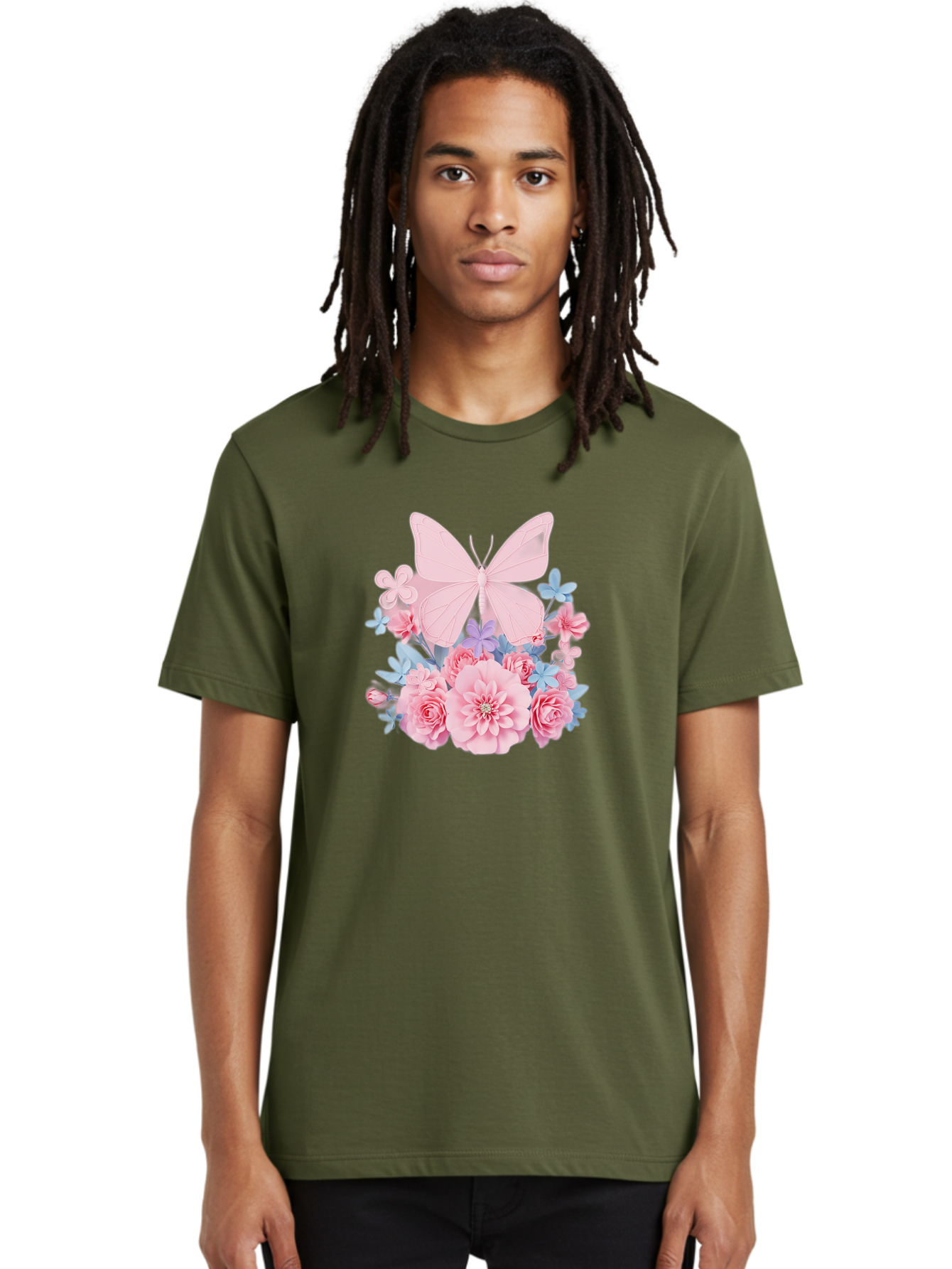 Pink-Butterfly-And-Flowers Men'S Graphic Tee, 100% Cotton, Comfortable Casual Summer Wear, Machine Washable, Vintage Camera, Old Camera, Antique Camera, Black Camera, Classic Photography, Photography Equipment, Nostalgic Device, Film Camera, Baj659