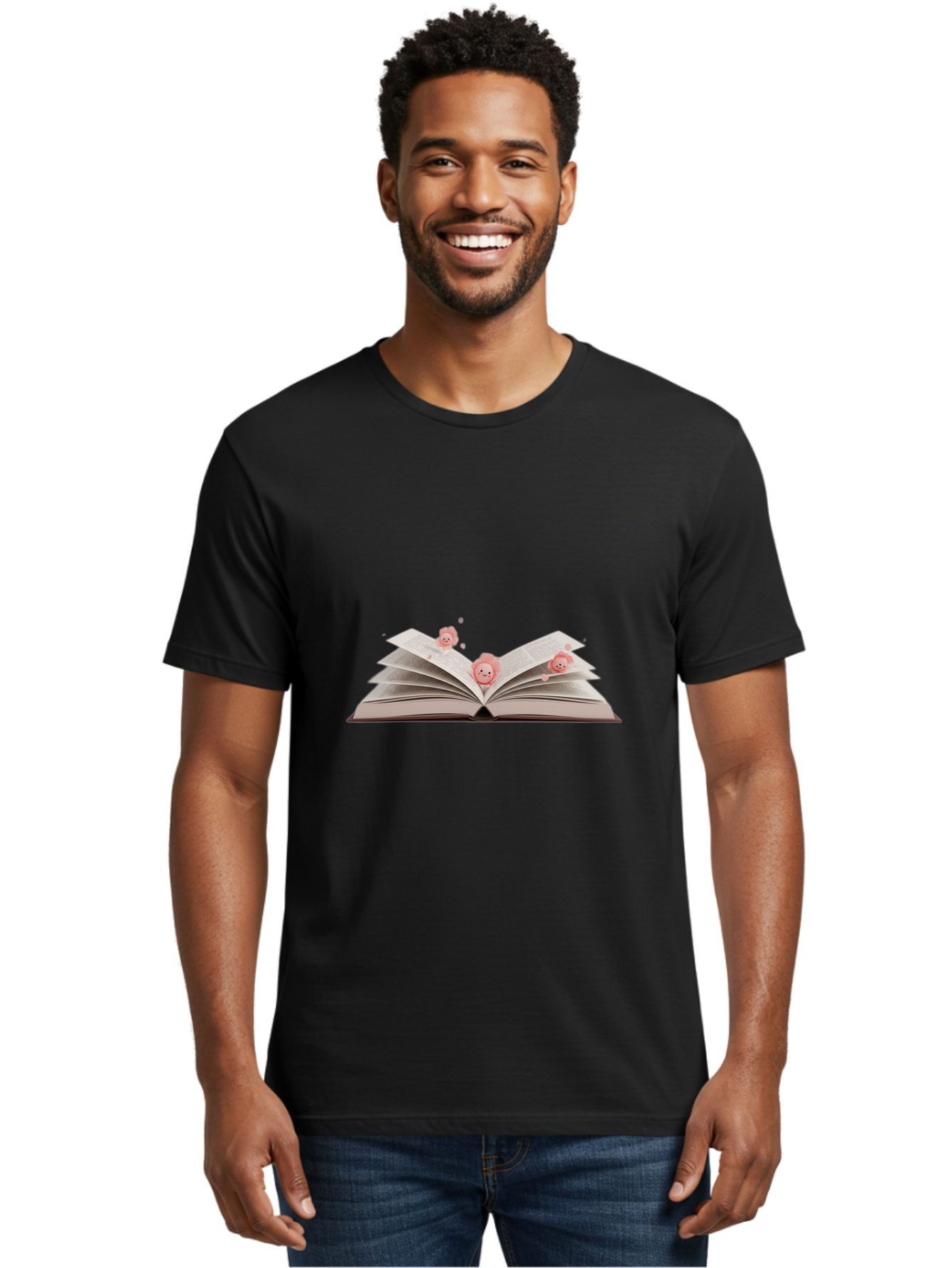 Pink-Characters-Flying-Out-Of-Book Men'S Graphic Tee, 100% Cotton, Comfortable Casual Summer Wear, Machine Washable, Vintage Camera, Old Camera, Antique Camera, Black Camera, Classic Photography, Photography Equipment, Nostalgic Device, Baj660