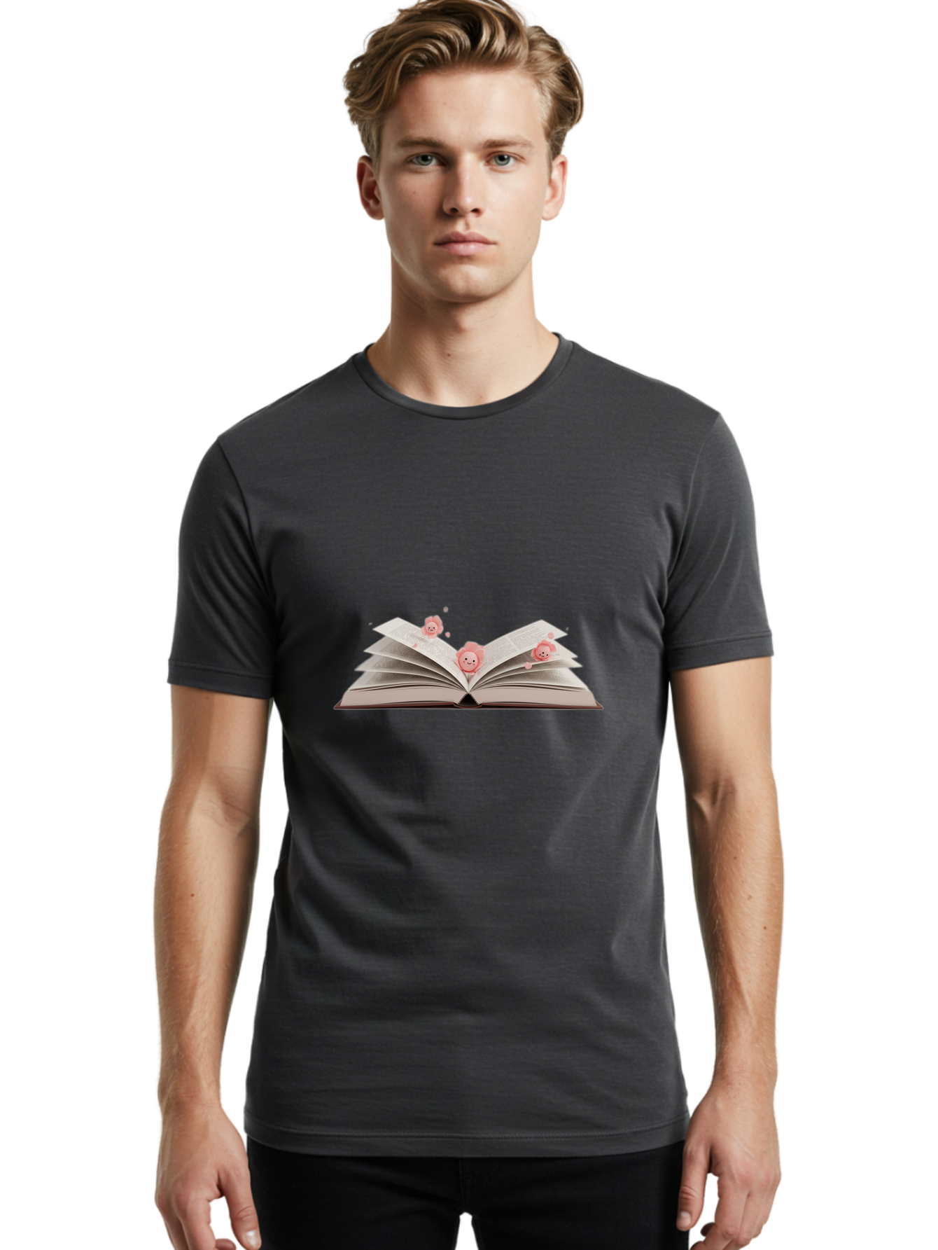 Pink-Characters-Flying-Out-Of-Book Men'S Graphic Tee, 100% Cotton, Comfortable Casual Summer Wear, Machine Washable, Vintage Camera, Old Camera, Antique Camera, Black Camera, Classic Photography, Photography Equipment, Nostalgic Device, Baj660