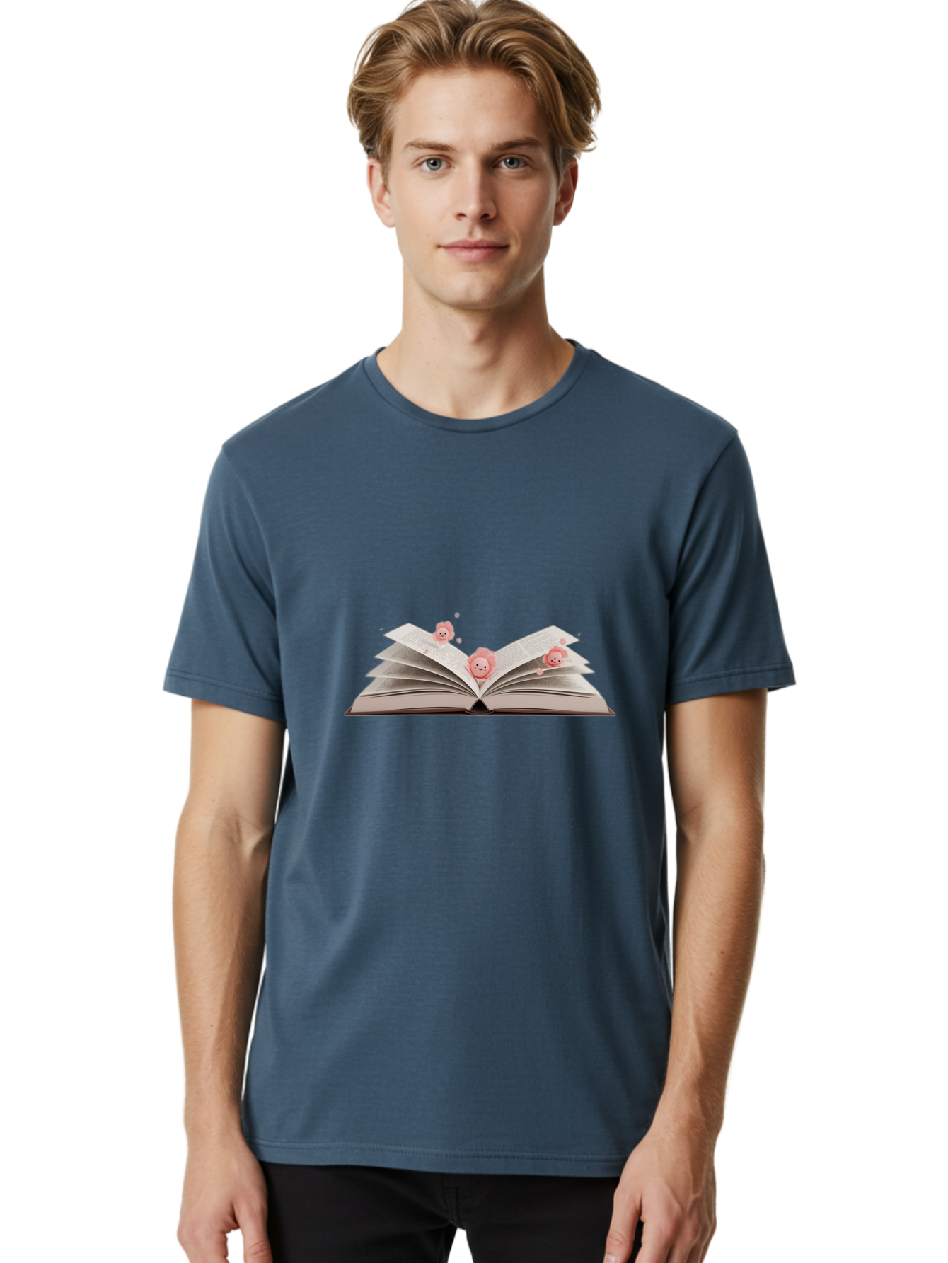 Pink-Characters-Flying-Out-Of-Book Men'S Graphic Tee, 100% Cotton, Comfortable Casual Summer Wear, Machine Washable, Vintage Camera, Old Camera, Antique Camera, Black Camera, Classic Photography, Photography Equipment, Nostalgic Device, Baj660