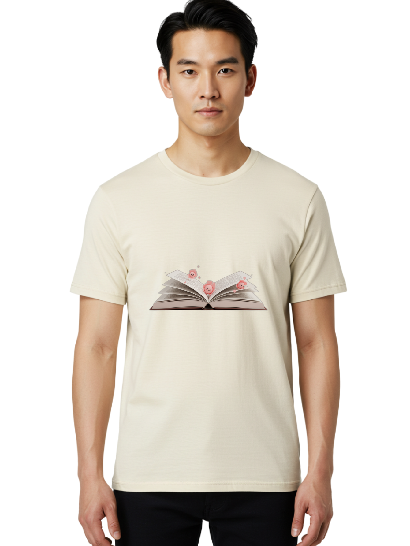 Pink-Characters-Flying-Out-Of-Book Men'S Graphic Tee, 100% Cotton, Comfortable Casual Summer Wear, Machine Washable, Vintage Camera, Old Camera, Antique Camera, Black Camera, Classic Photography, Photography Equipment, Nostalgic Device, Baj660