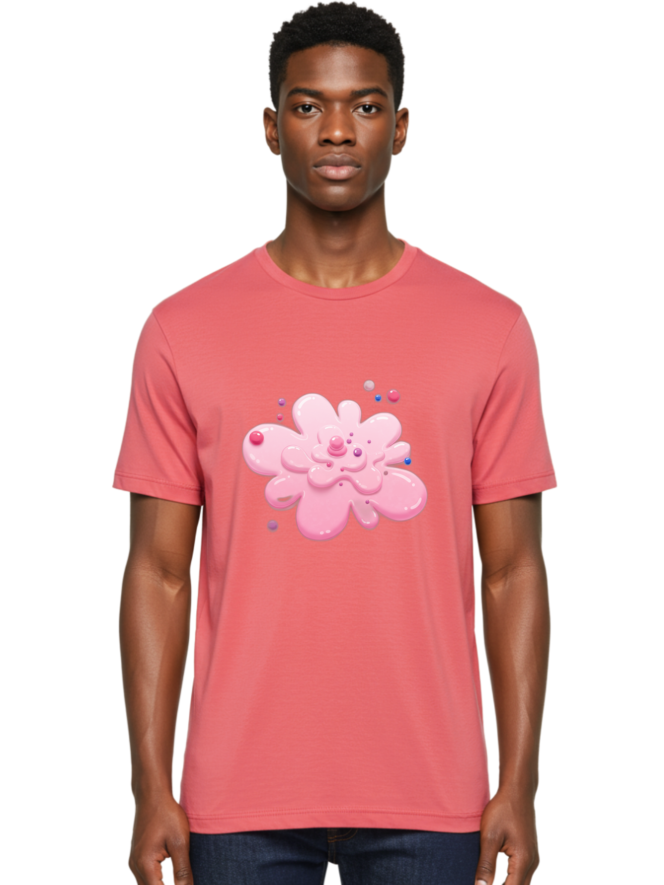 Pink-Droplet-Flower Men'S Graphic Tee, 100% Cotton, Comfortable Casual Summer Wear, Machine Washable, Vintage Camera, Old Camera, Antique Camera, Black Camera, Classic Photography, Photography Equipment, Nostalgic Device, Film Camera, Baj668