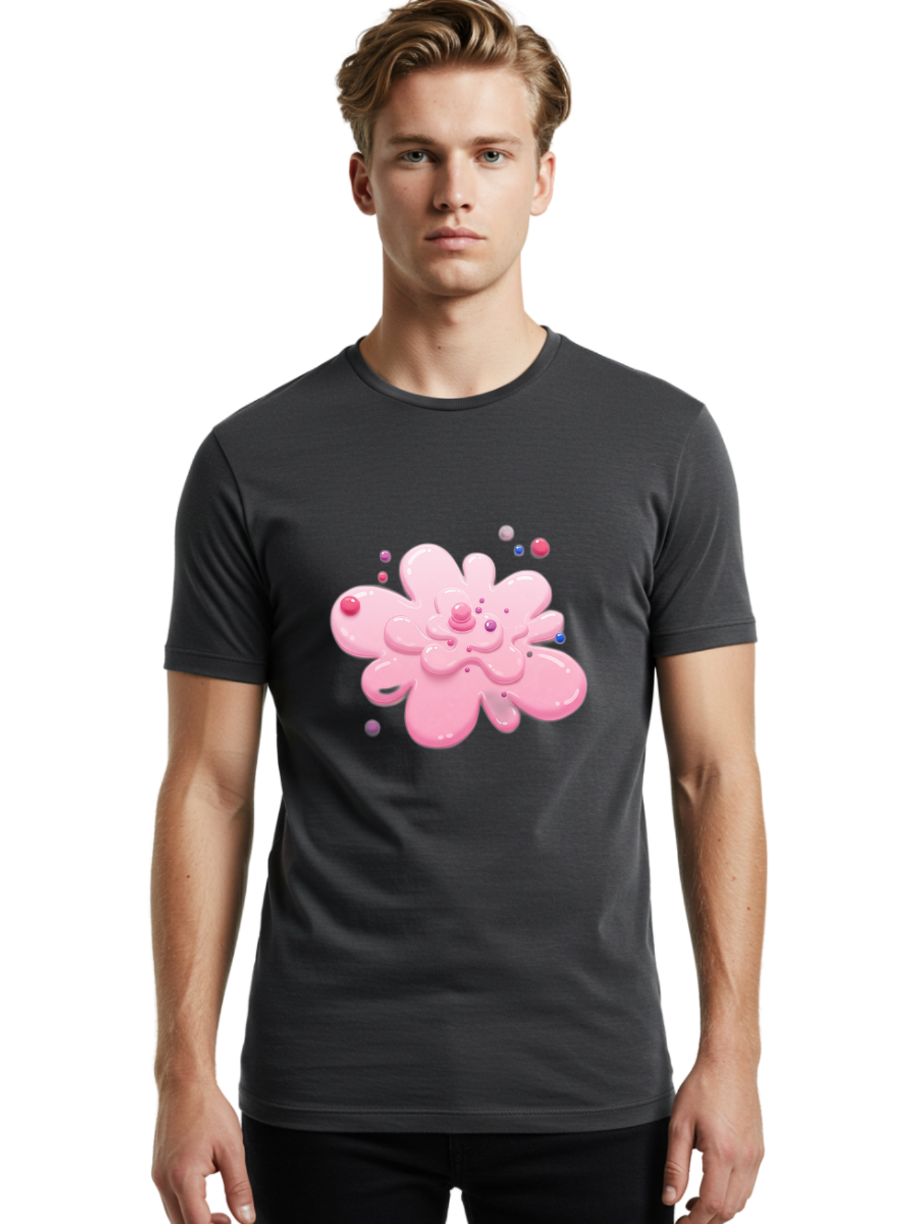 Pink-Droplet-Flower Men'S Graphic Tee, 100% Cotton, Comfortable Casual Summer Wear, Machine Washable, Vintage Camera, Old Camera, Antique Camera, Black Camera, Classic Photography, Photography Equipment, Nostalgic Device, Film Camera, Baj668