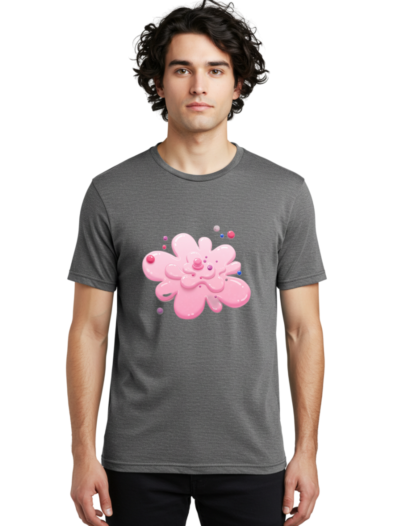 Pink-Droplet-Flower Men'S Graphic Tee, 100% Cotton, Comfortable Casual Summer Wear, Machine Washable, Vintage Camera, Old Camera, Antique Camera, Black Camera, Classic Photography, Photography Equipment, Nostalgic Device, Film Camera, Baj668