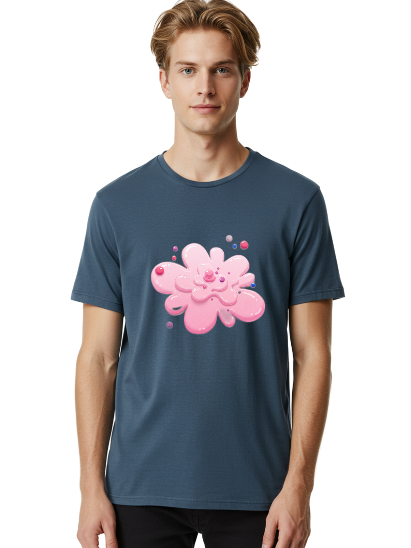 Pink-Droplet-Flower Men'S Graphic Tee, 100% Cotton, Comfortable Casual Summer Wear, Machine Washable, Vintage Camera, Old Camera, Antique Camera, Black Camera, Classic Photography, Photography Equipment, Nostalgic Device, Film Camera, Baj668