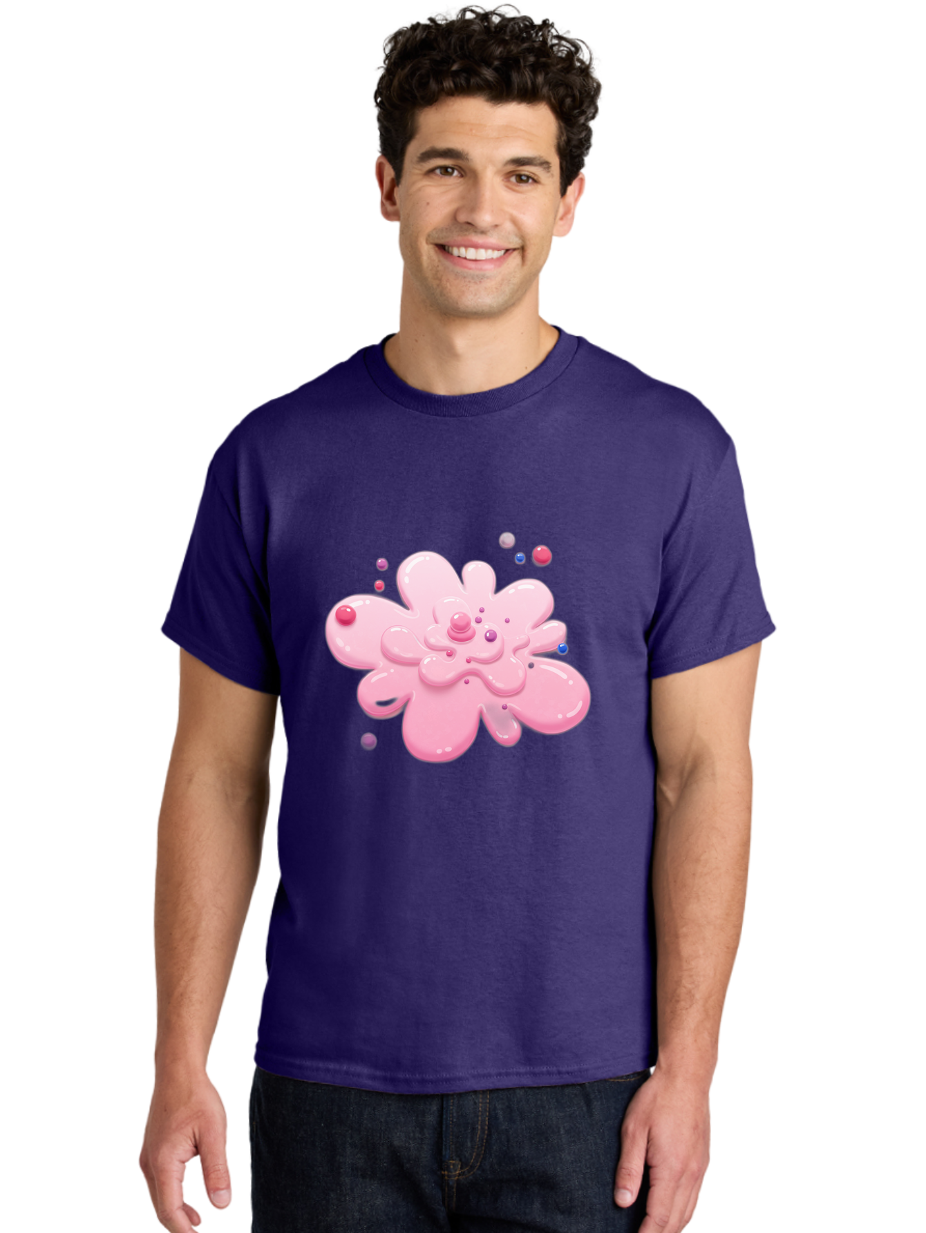 Pink-Droplet-Flower Men'S Graphic Tee, 100% Cotton, Comfortable Casual Summer Wear, Machine Washable, Vintage Camera, Old Camera, Antique Camera, Black Camera, Classic Photography, Photography Equipment, Nostalgic Device, Film Camera, Baj668