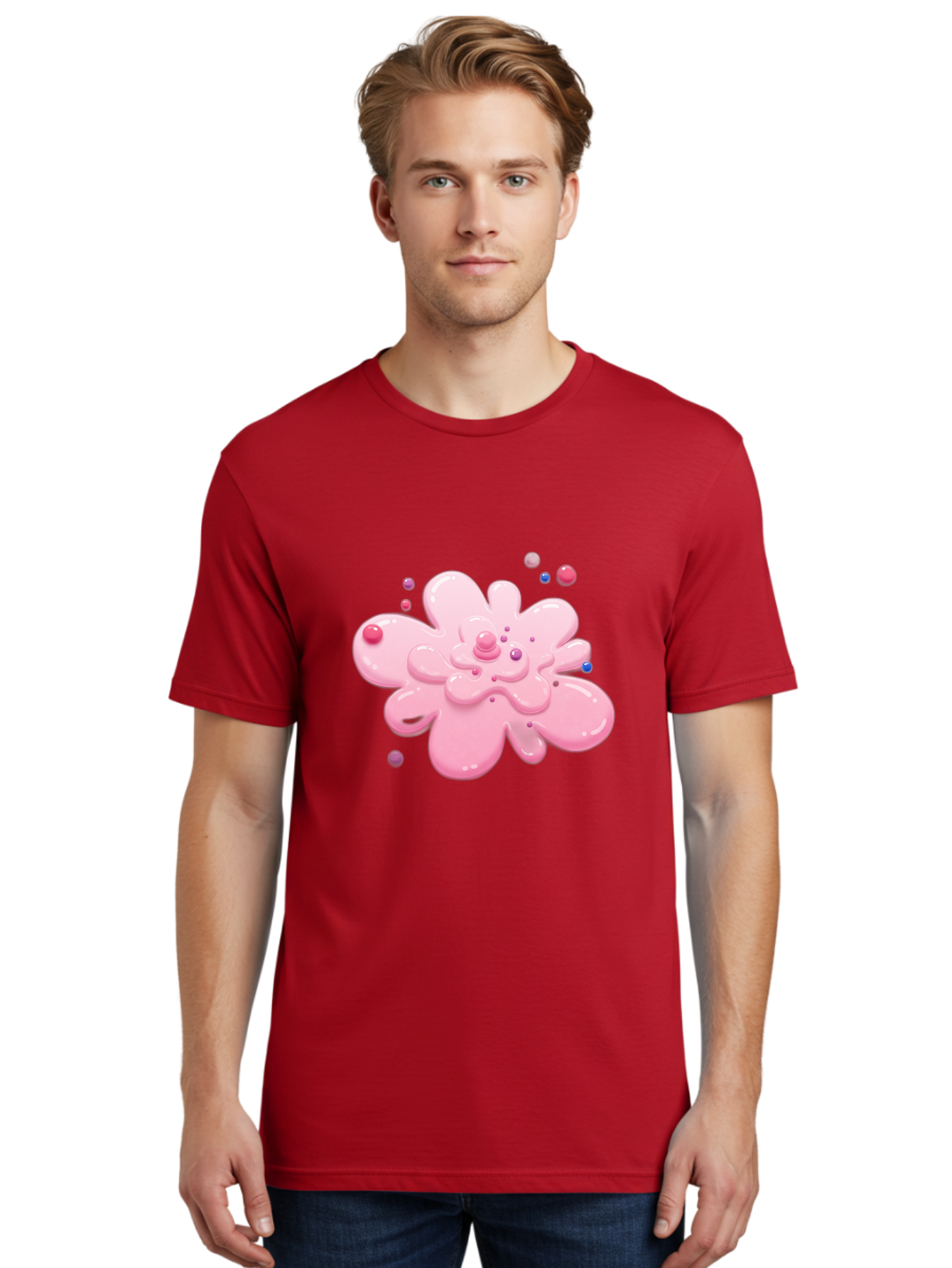 Pink-Droplet-Flower Men'S Graphic Tee, 100% Cotton, Comfortable Casual Summer Wear, Machine Washable, Vintage Camera, Old Camera, Antique Camera, Black Camera, Classic Photography, Photography Equipment, Nostalgic Device, Film Camera, Baj668