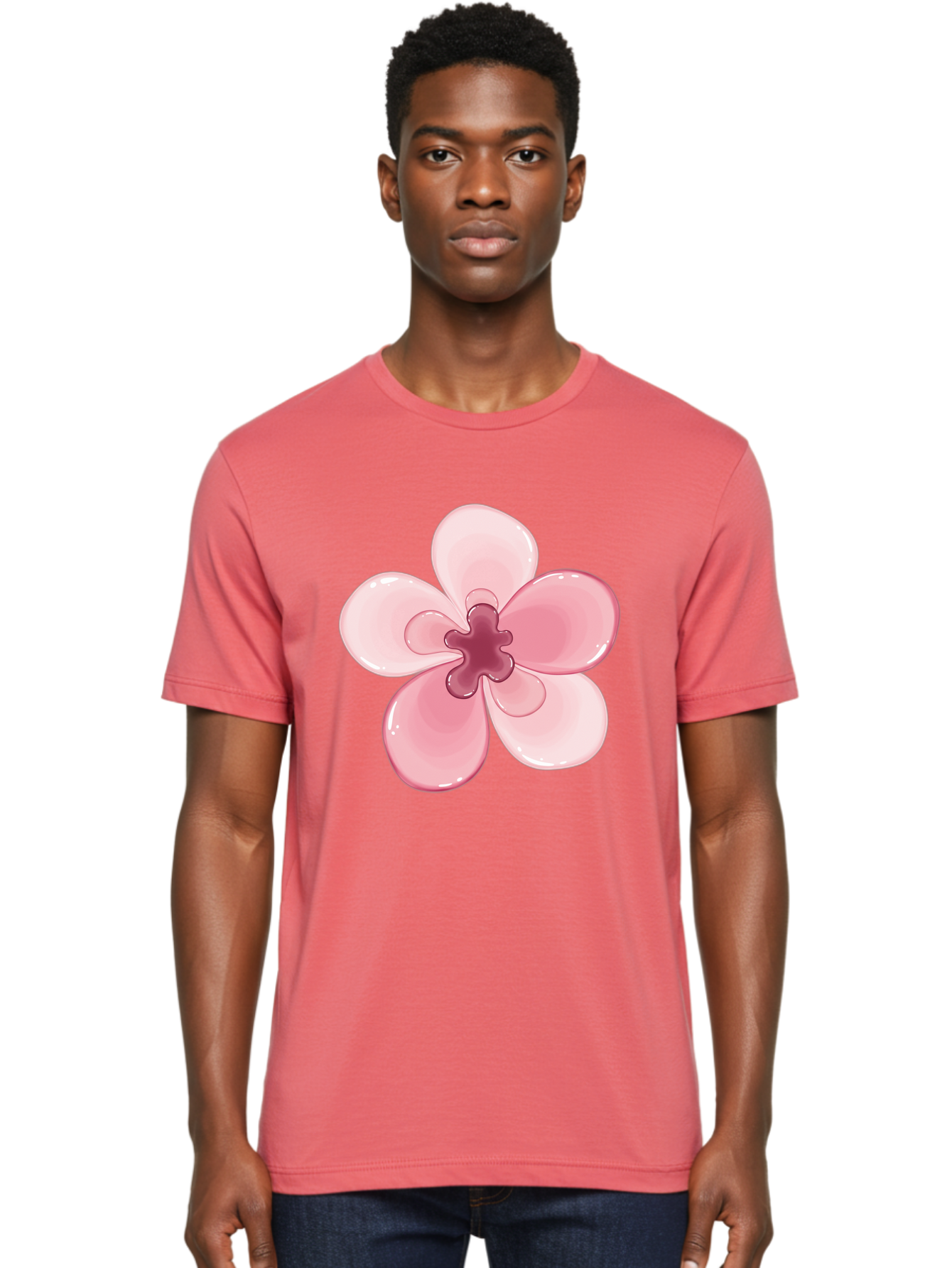 Pink-Flower-1 Men'S Graphic Tee, 100% Cotton, Comfortable Casual Summer Wear, Machine Washable, Vintage Camera, Old Camera, Antique Camera, Black Camera, Classic Photography, Photography Equipment, Nostalgic Device, Film Camera, Camera Art Baj669