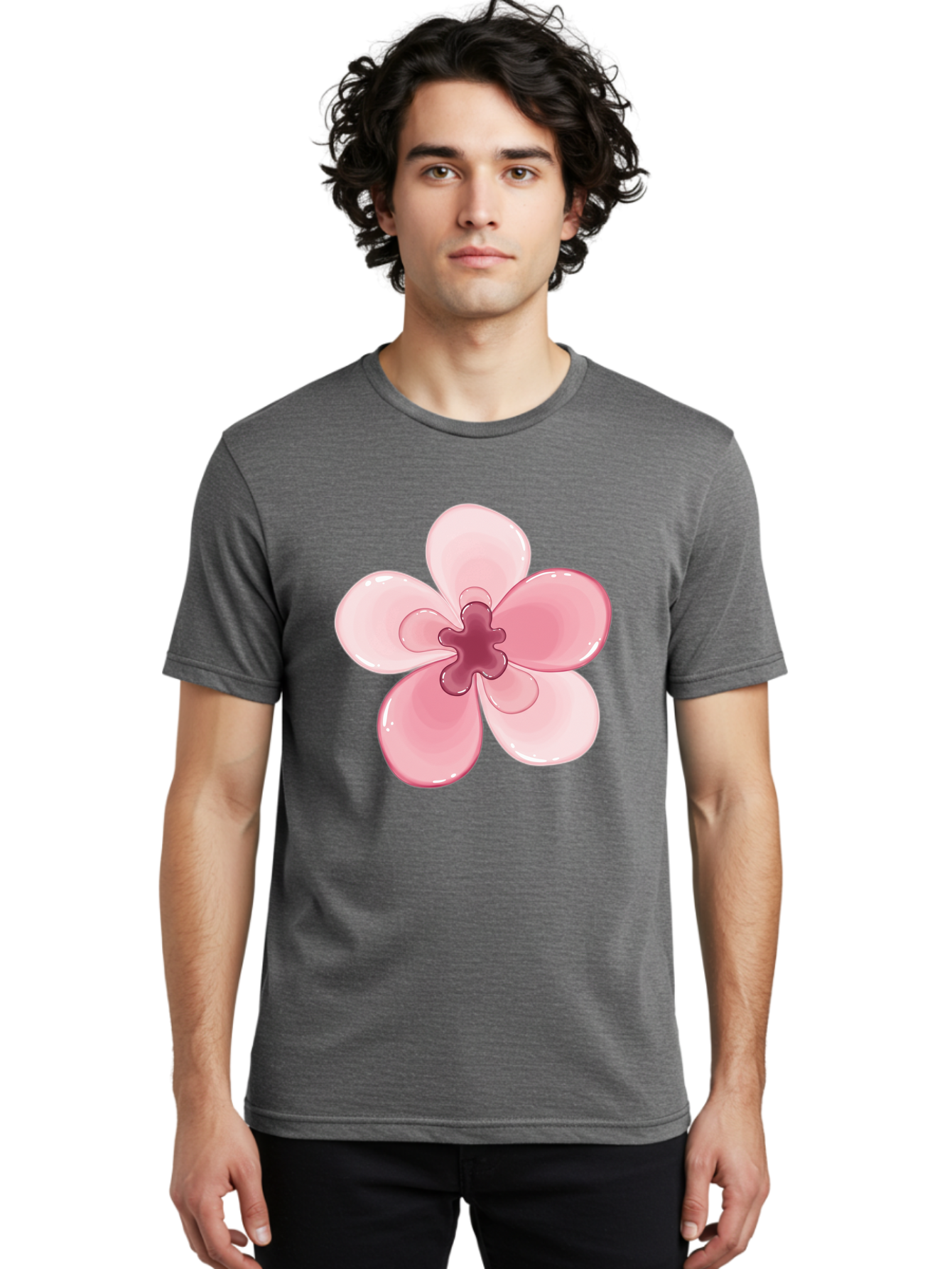 Pink-Flower-1 Men'S Graphic Tee, 100% Cotton, Comfortable Casual Summer Wear, Machine Washable, Vintage Camera, Old Camera, Antique Camera, Black Camera, Classic Photography, Photography Equipment, Nostalgic Device, Film Camera, Camera Art Baj669