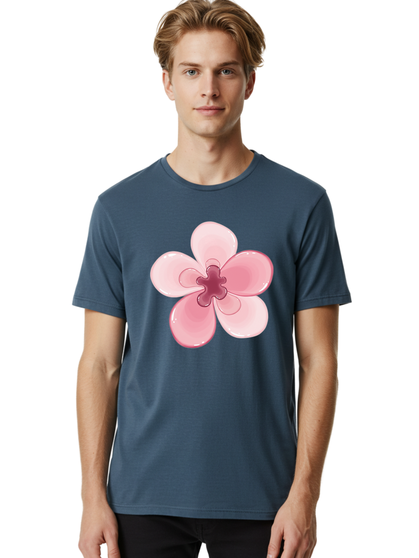 Pink-Flower-1 Men'S Graphic Tee, 100% Cotton, Comfortable Casual Summer Wear, Machine Washable, Vintage Camera, Old Camera, Antique Camera, Black Camera, Classic Photography, Photography Equipment, Nostalgic Device, Film Camera, Camera Art Baj669