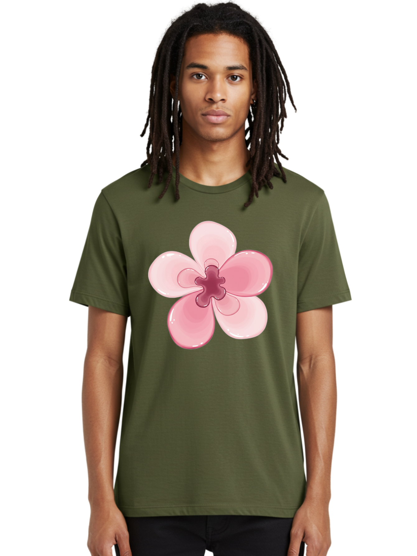 Pink-Flower-1 Men'S Graphic Tee, 100% Cotton, Comfortable Casual Summer Wear, Machine Washable, Vintage Camera, Old Camera, Antique Camera, Black Camera, Classic Photography, Photography Equipment, Nostalgic Device, Film Camera, Camera Art Baj669