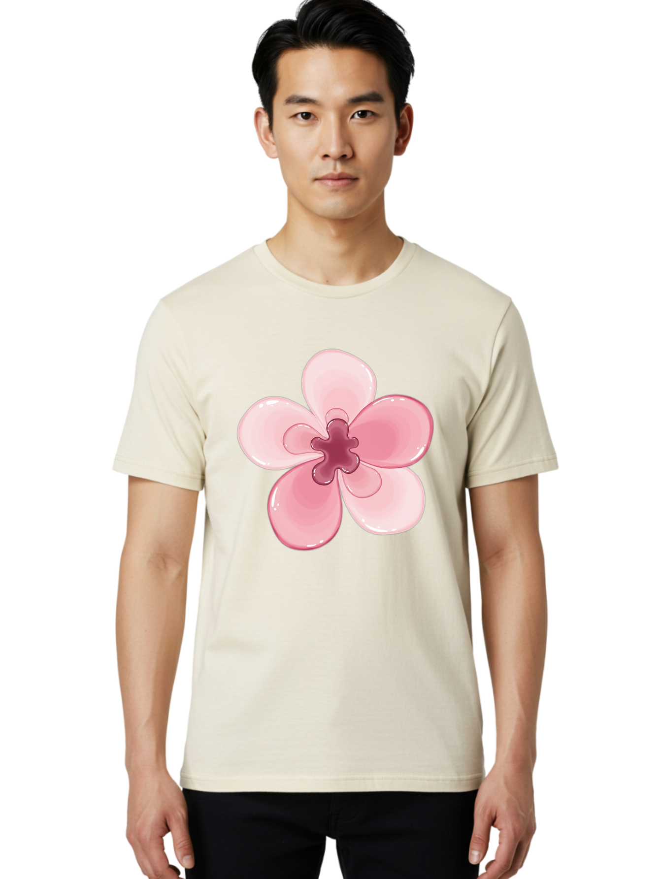 Pink-Flower-1 Men'S Graphic Tee, 100% Cotton, Comfortable Casual Summer Wear, Machine Washable, Vintage Camera, Old Camera, Antique Camera, Black Camera, Classic Photography, Photography Equipment, Nostalgic Device, Film Camera, Camera Art Baj669