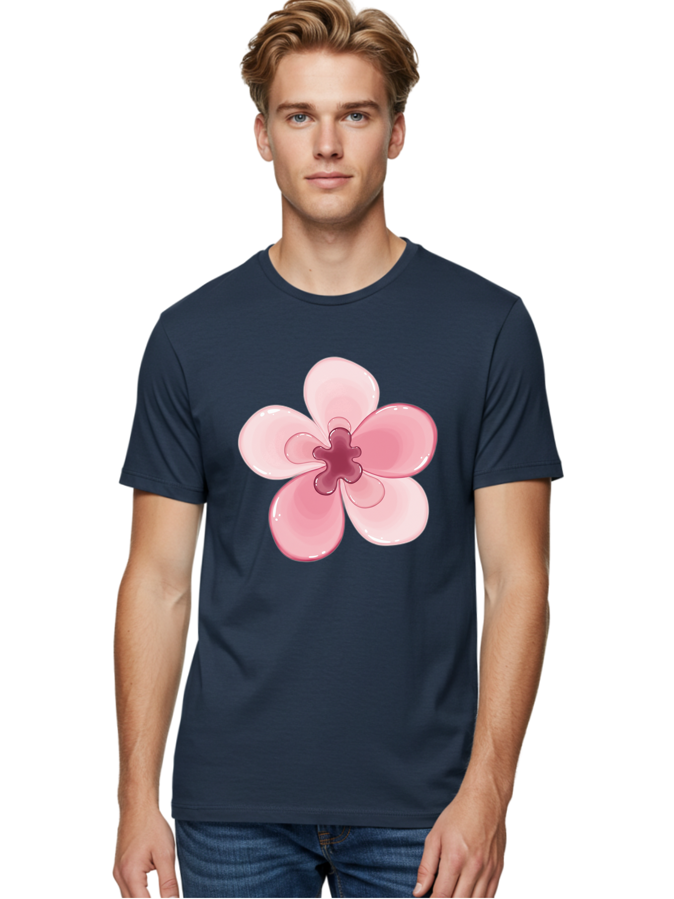 Pink-Flower-1 Men'S Graphic Tee, 100% Cotton, Comfortable Casual Summer Wear, Machine Washable, Vintage Camera, Old Camera, Antique Camera, Black Camera, Classic Photography, Photography Equipment, Nostalgic Device, Film Camera, Camera Art Baj669